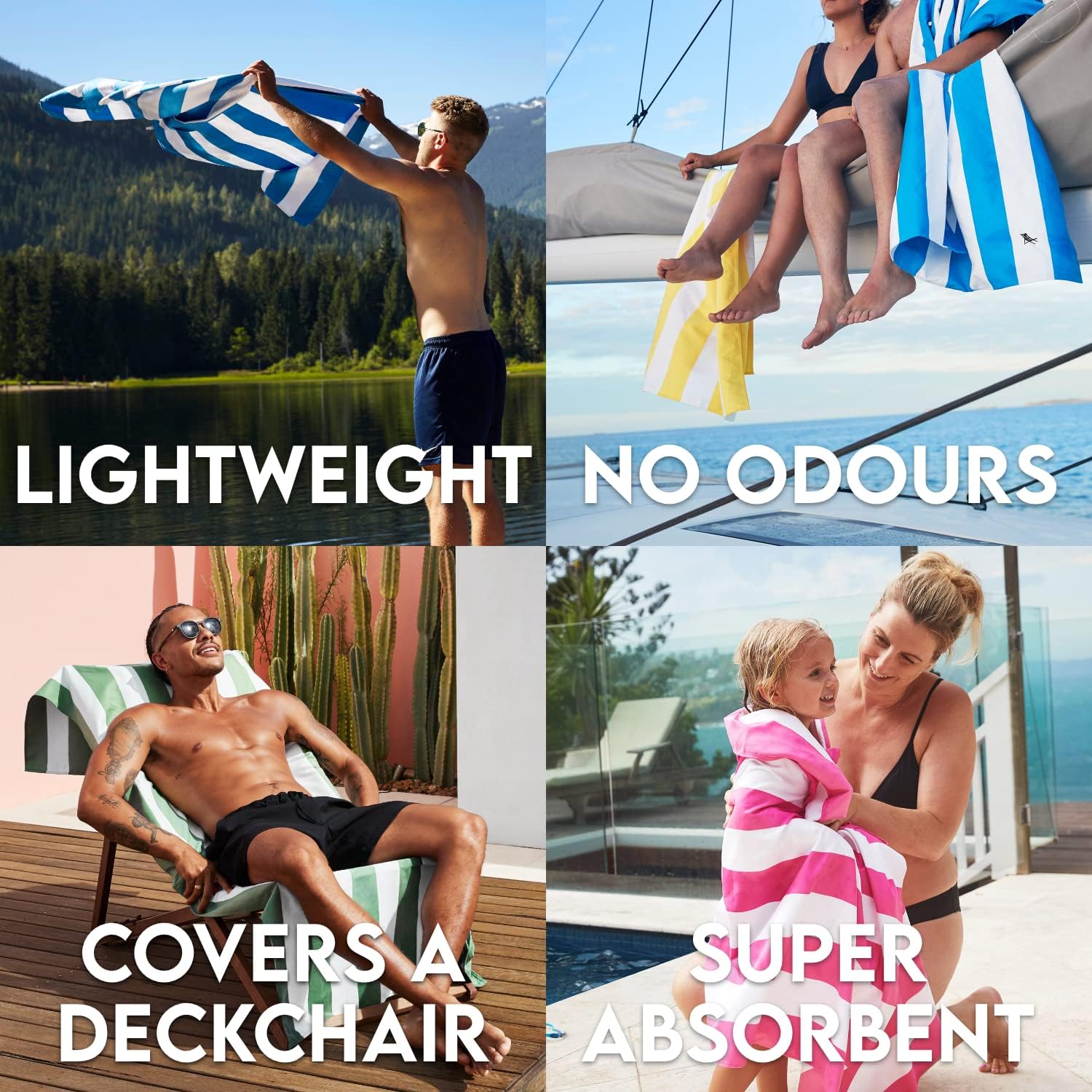 Cake Bay Beach Towels - Cabana Light Multi-Colour 160x90cm