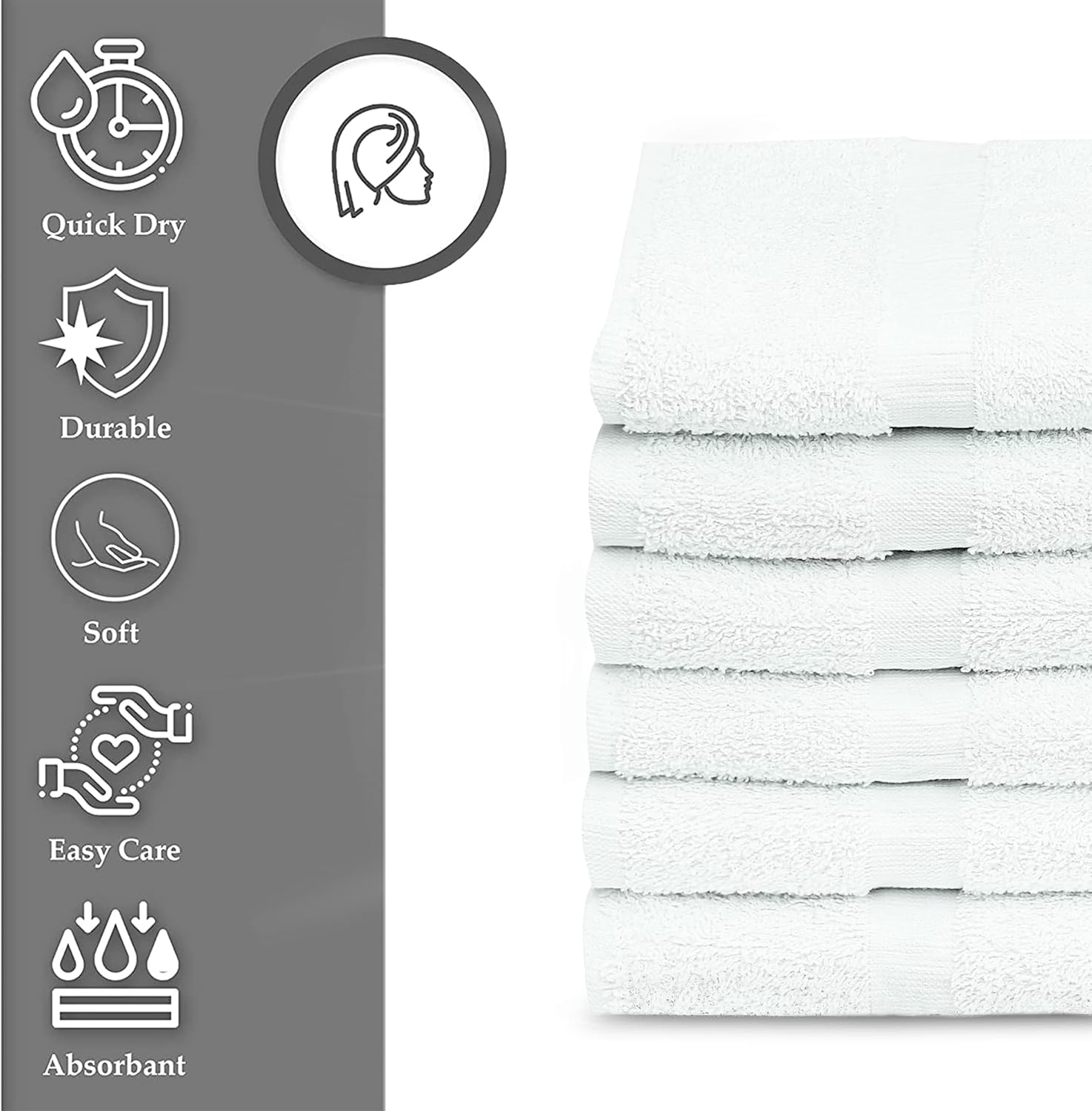 GOLD TEXTILES 12 Pcs Cotton Blend Terry Bath Towels