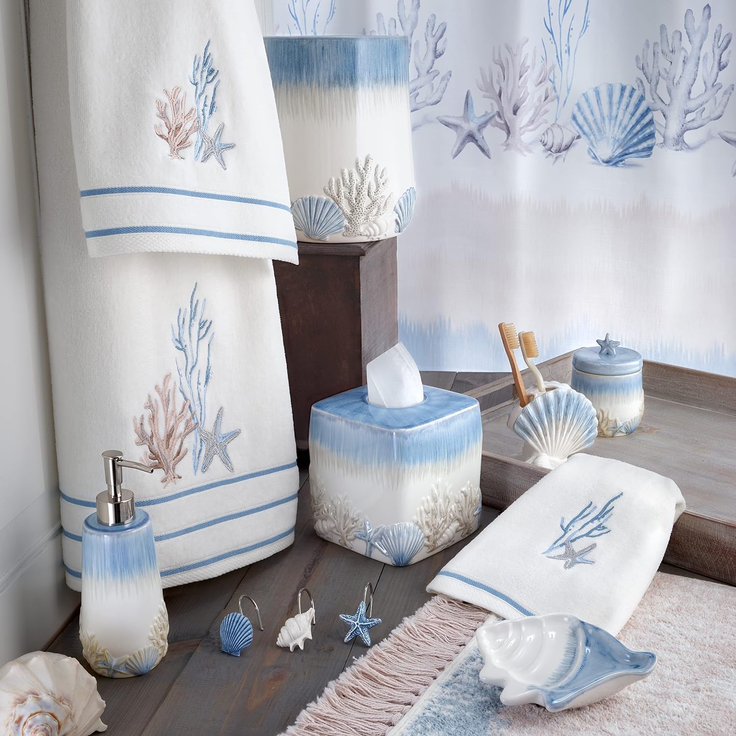 Avanti Linens - Soft Absorbent Cotton Hand Towel Abstract Coastal Collection