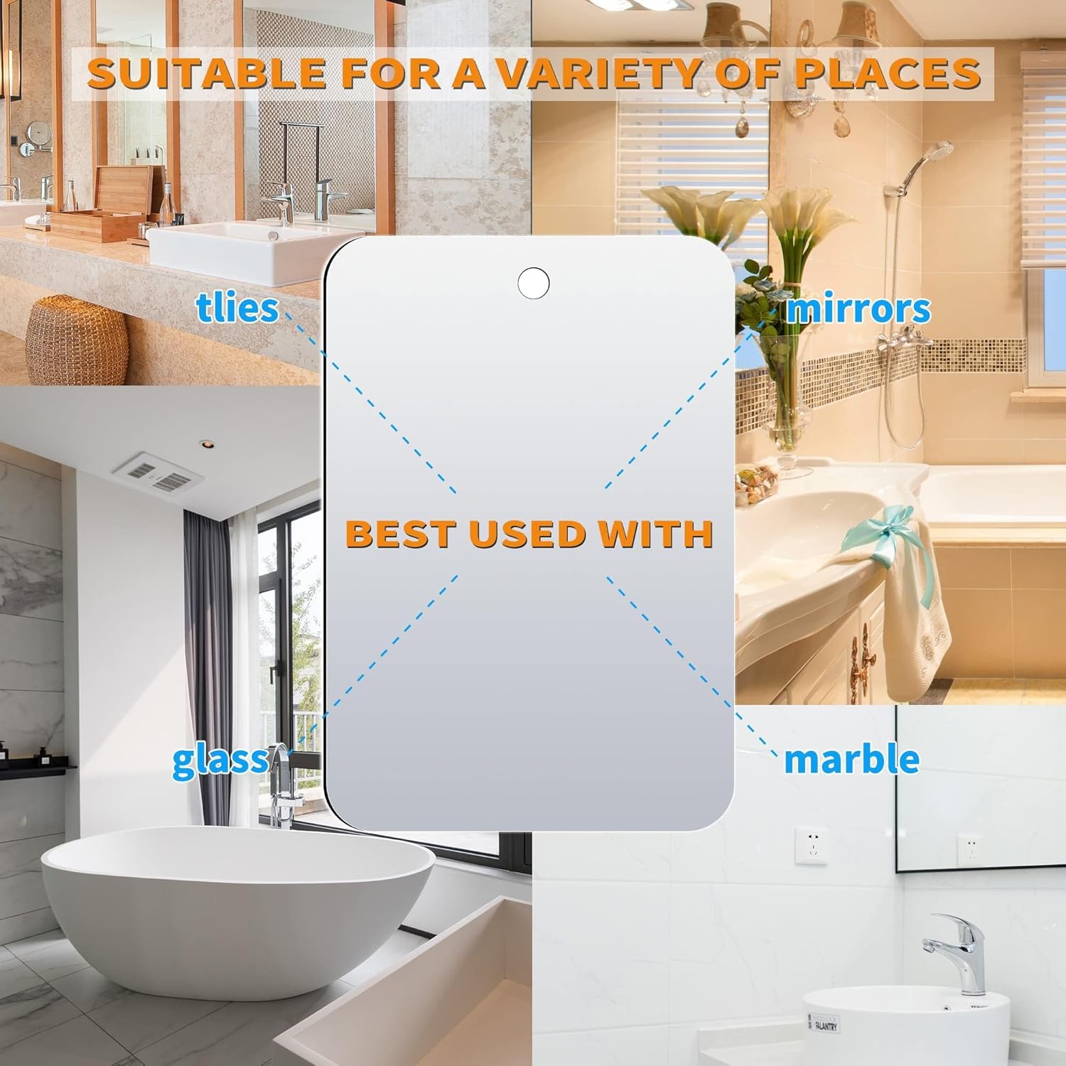 Perfect for Shaving Cleaning Durable Portable Shower Mirror from Mcudsy