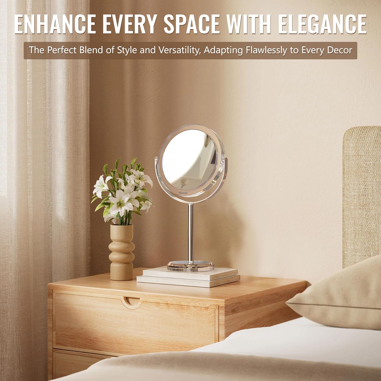 Double-Sided 20X Magnifying Makeup Mirror with 360 Rotation