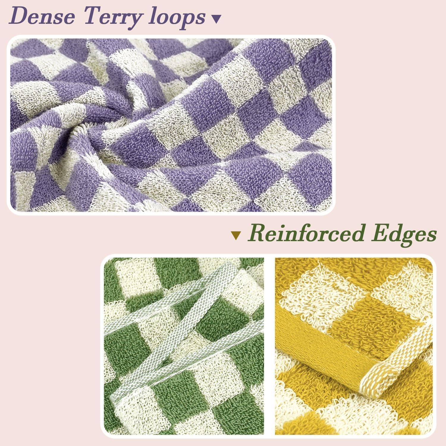 Jacquotha Bath Hand Towels 4-Piece Checkered Soft Absorbent