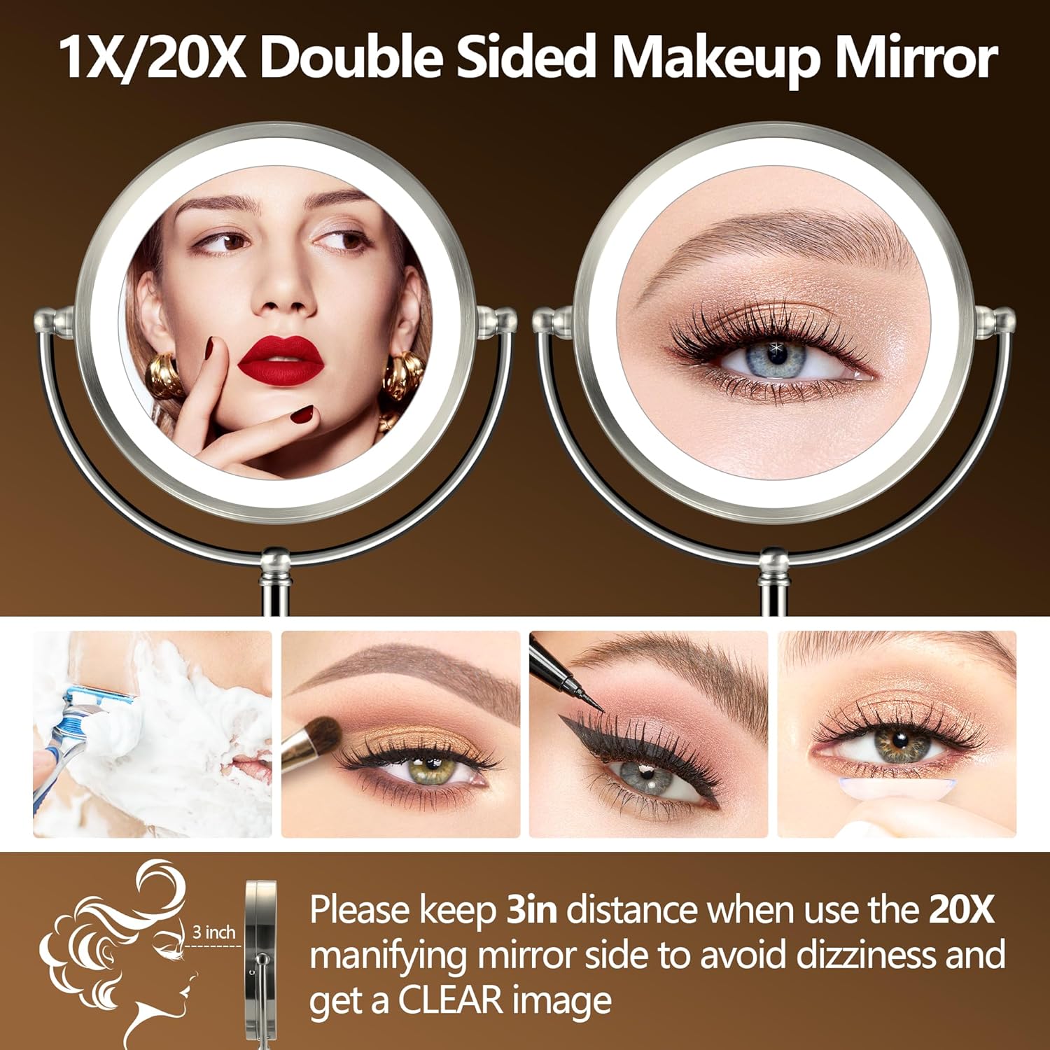 20X Lighted Makeup Mirror Rechargeable 86 Mirror