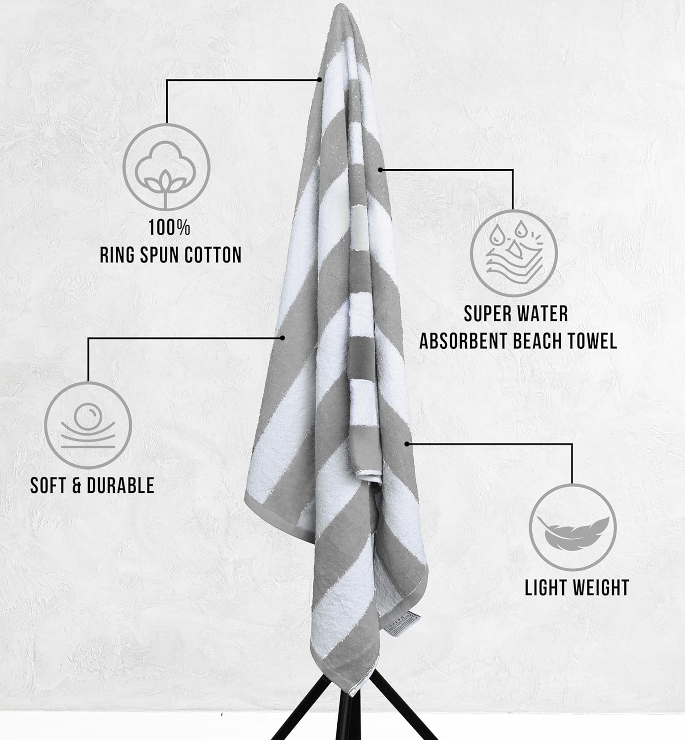 Utopia Gaming Series 4-Pack Cabana Stripe Beach Towels 30x60