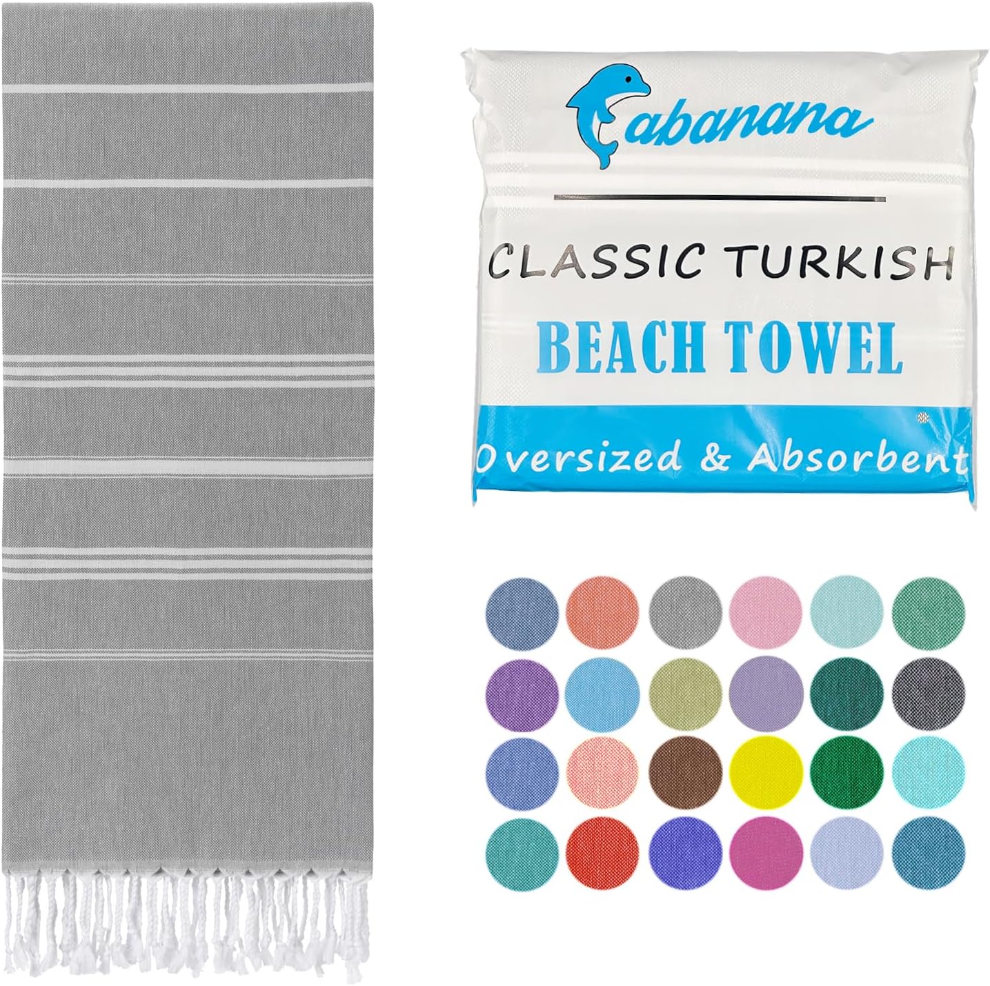 Cotton Turkish Beach Towel - Lightweight Sand Free Quick Drying Oversized Prewashed