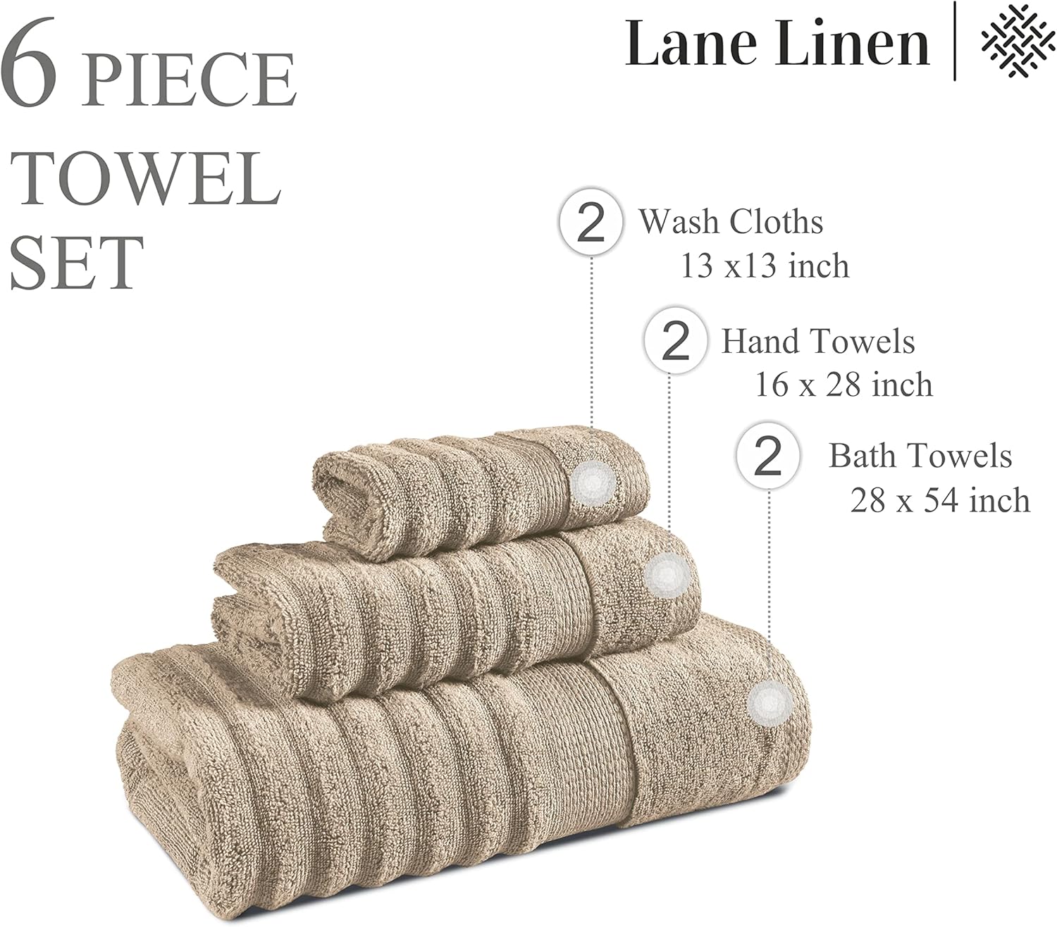 Luxury 6-Piece Bath Towel Set for Comfort