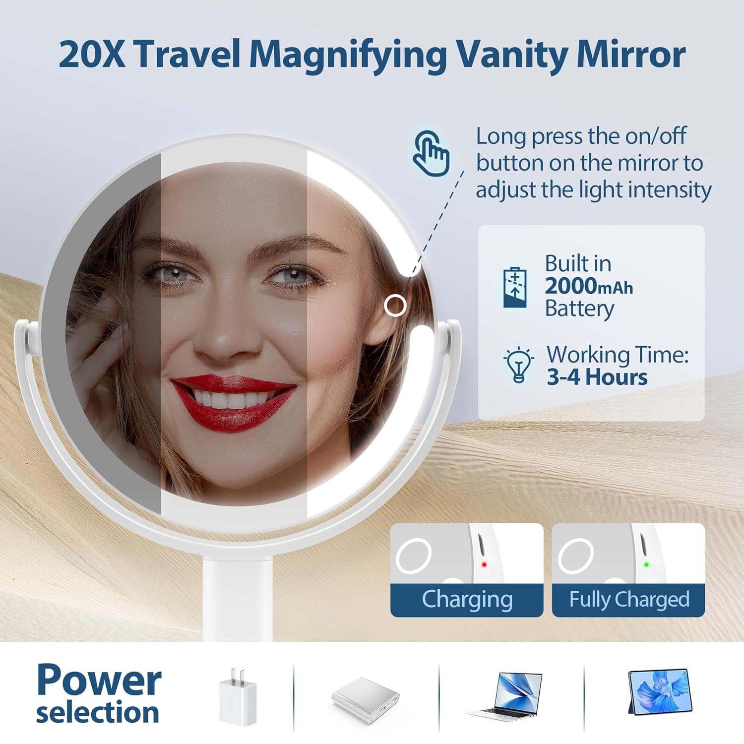 Double-Sided Makeup Mirror 20X with 8IN Size