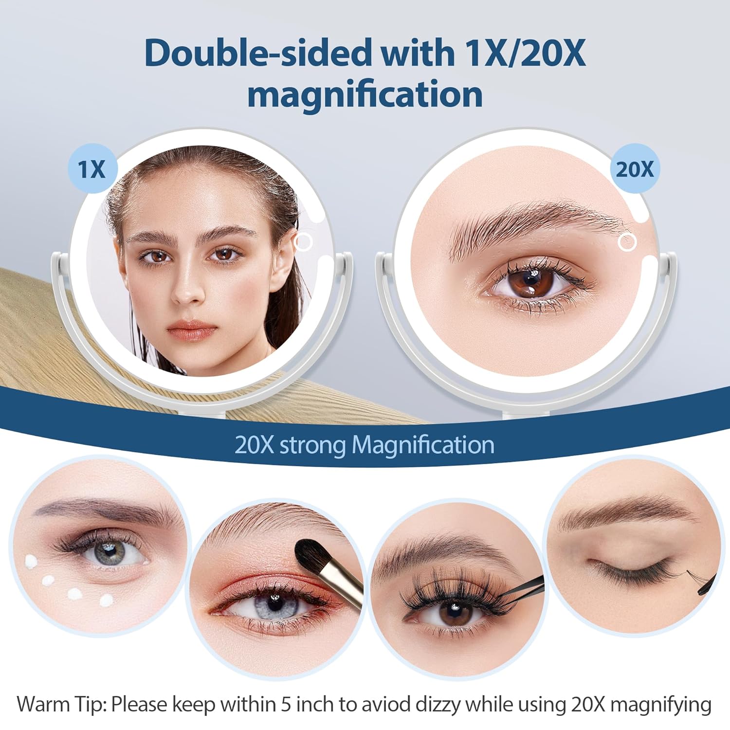 Double-Sided Makeup Mirror 20X with 8IN Size