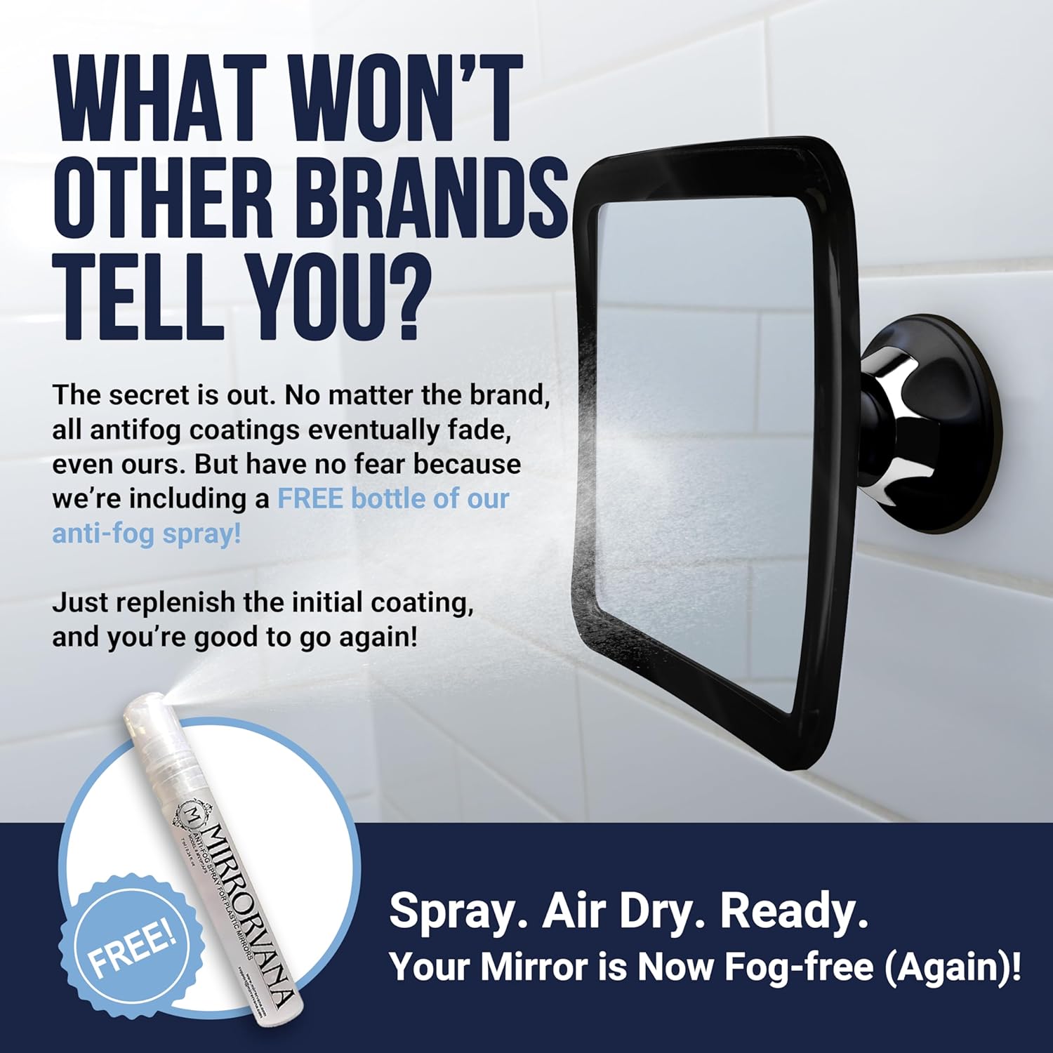 MIRRORVANA Fogless Shower Mirror for Shaving