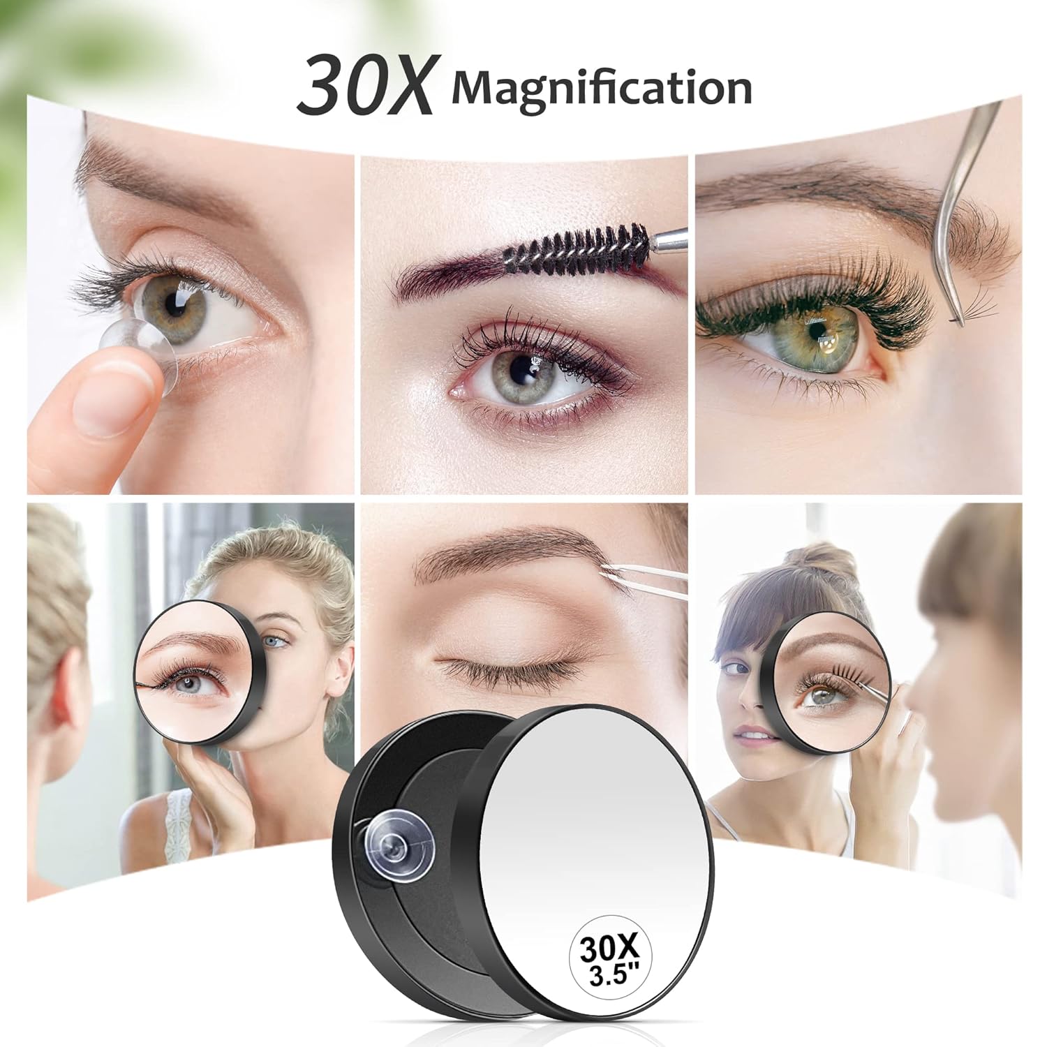 MIYADIVA 30X Magnifying Mirror with Suction Cup and Tweezers