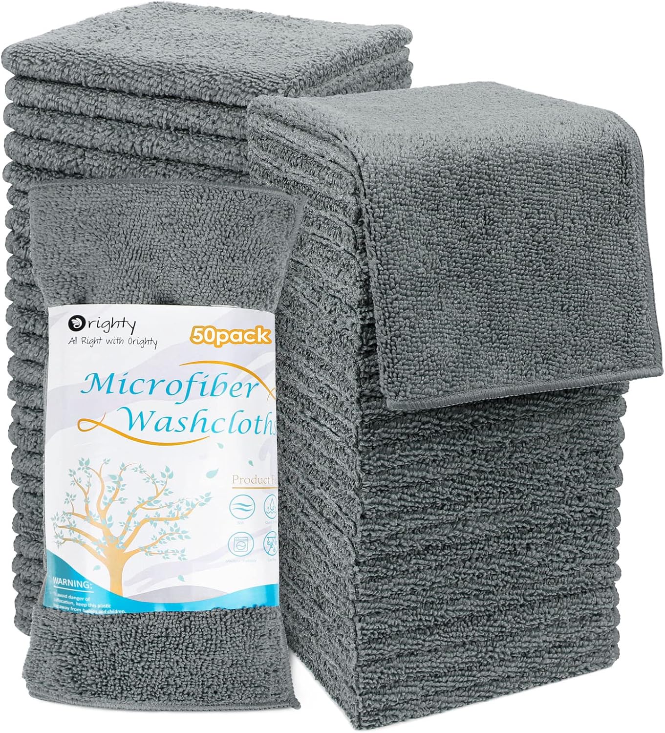 Orighty Washcloth Set 50-Piece Microfiber Fingertip Towels Perfect for Daily Use