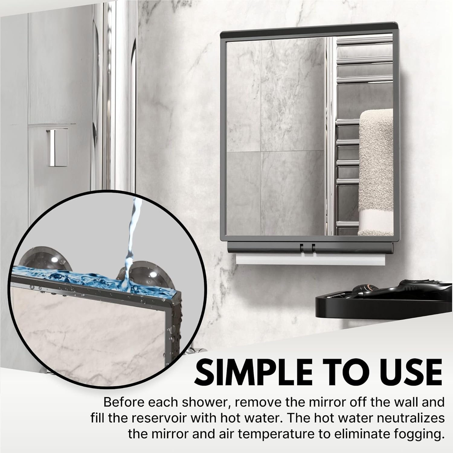Fogless Shower Mirror with Squeegee Travel Case