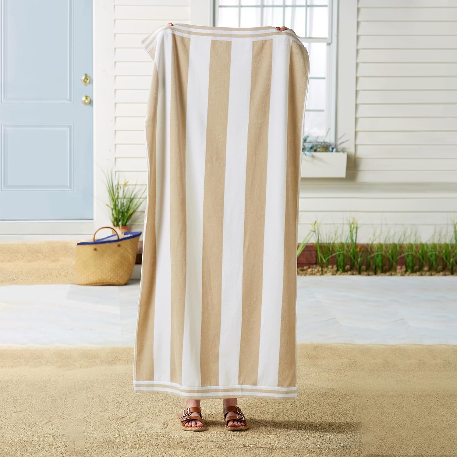Great Bay Home 100 Cotton Velour 4-Pack Beach Towels Set