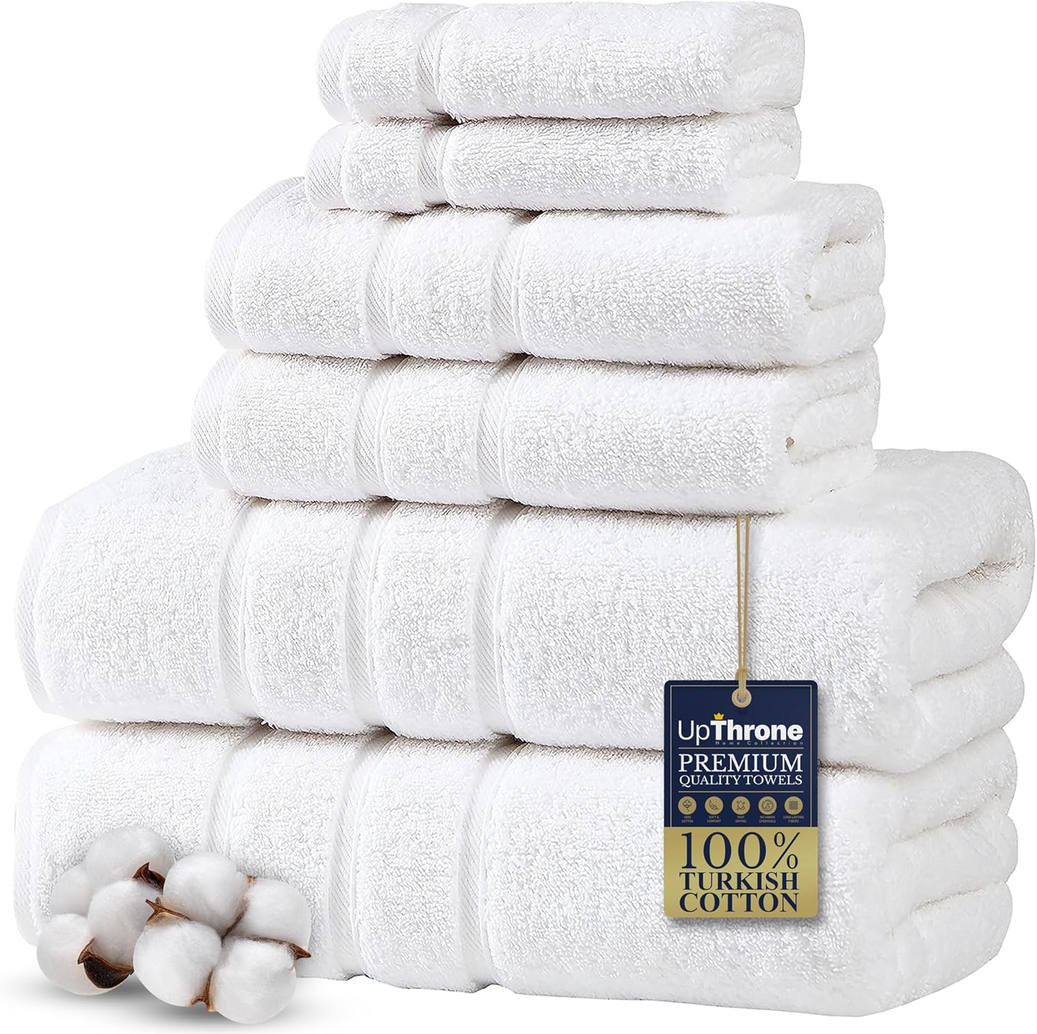 Luxury 6-Piece Turkish Bath Towels Set - 100 Cotton Plush and Absorbent