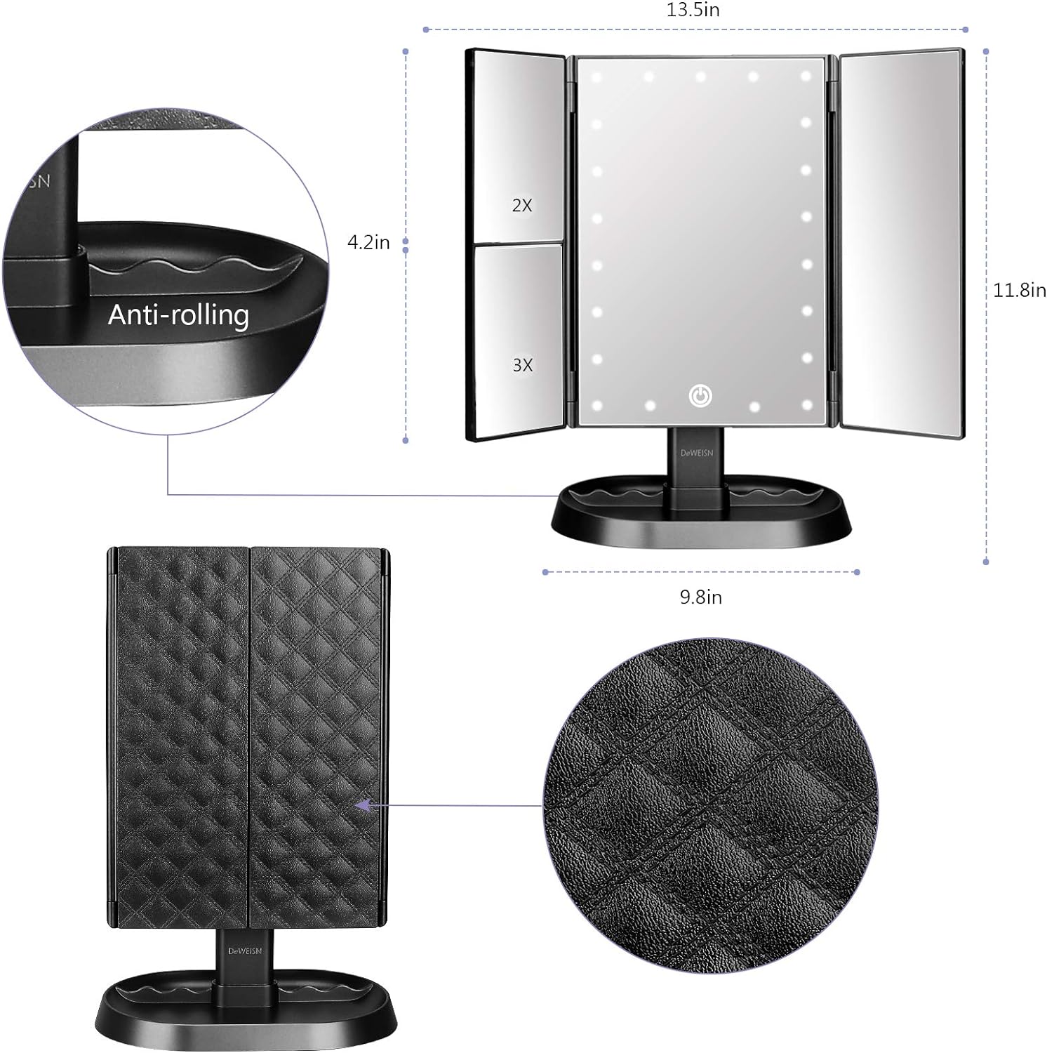 Vanity Mirror with 21 LEDs for Women
