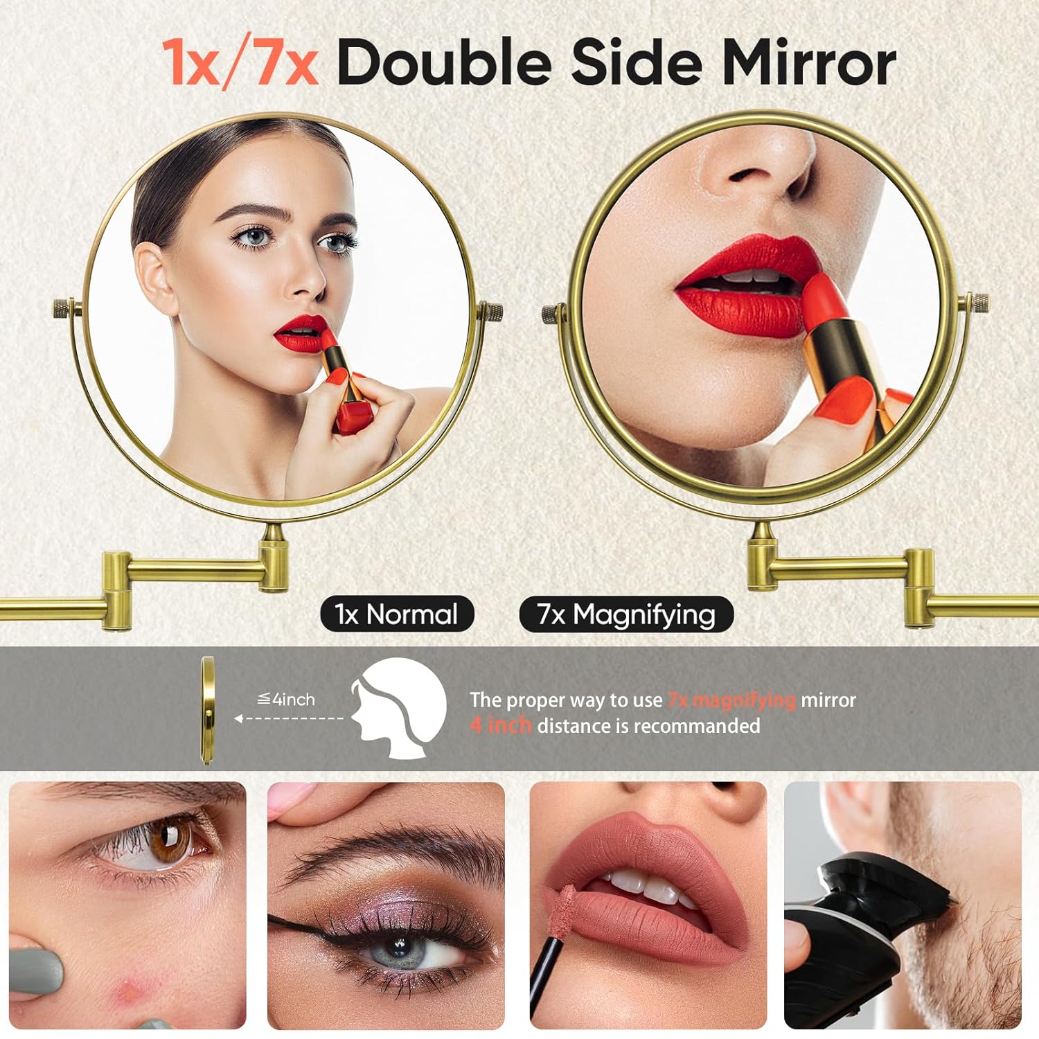 Double-Sided Wall-Mount Makeup Mirror