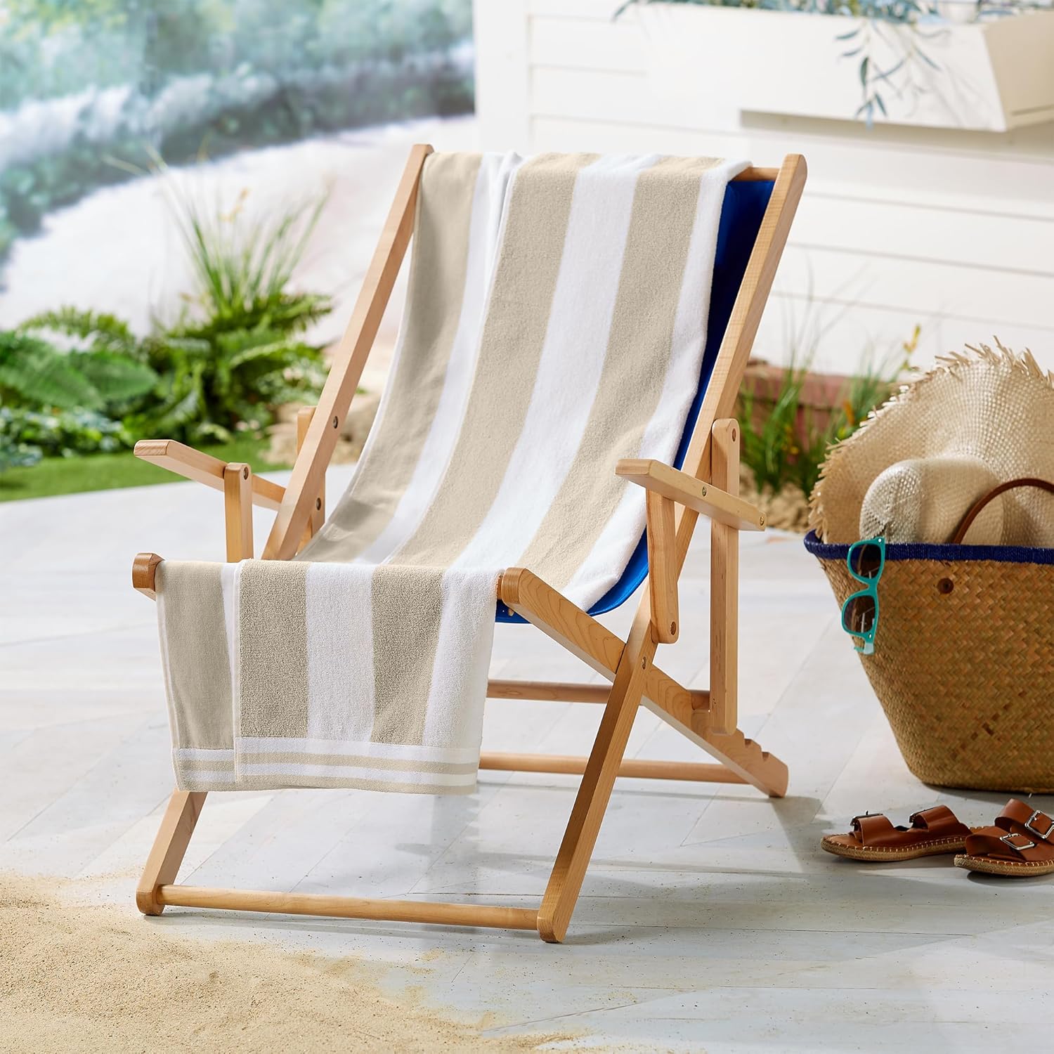 Great Bay Home 100 Cotton Velour 4-Pack Beach Towels Set