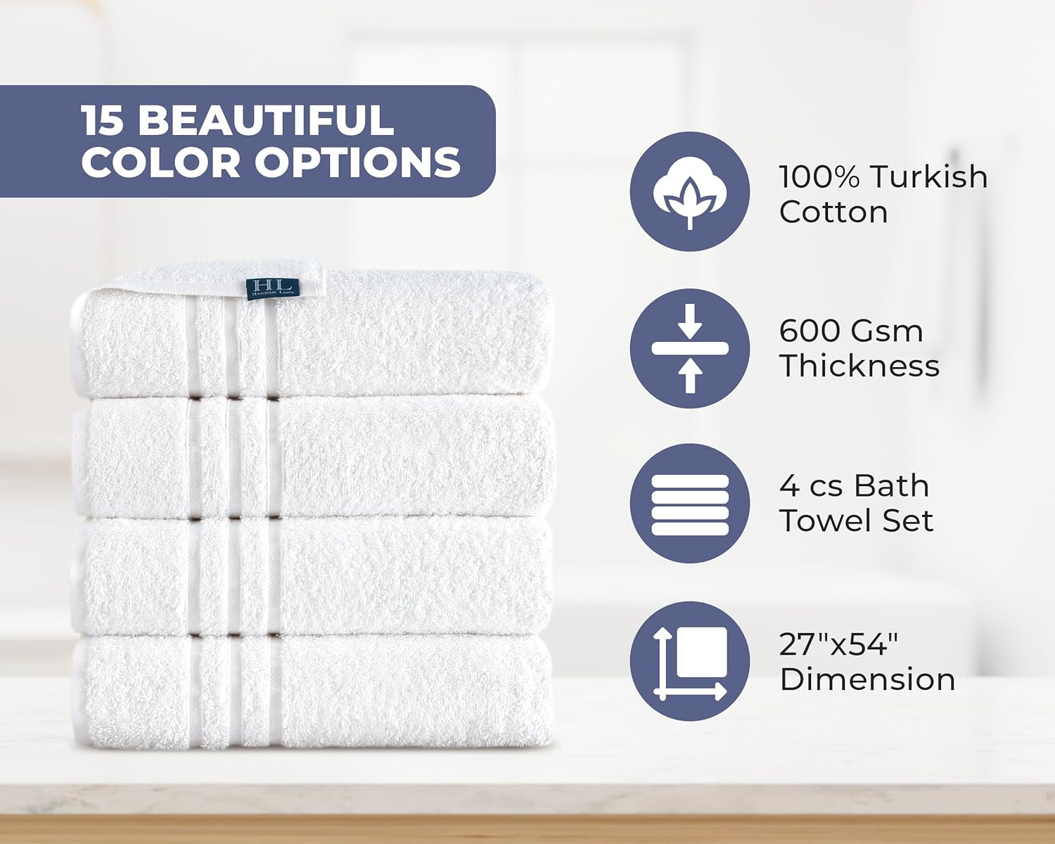 Luxury Turkish Cotton bath towels - Soft absorbent quick drying and eco-friendly