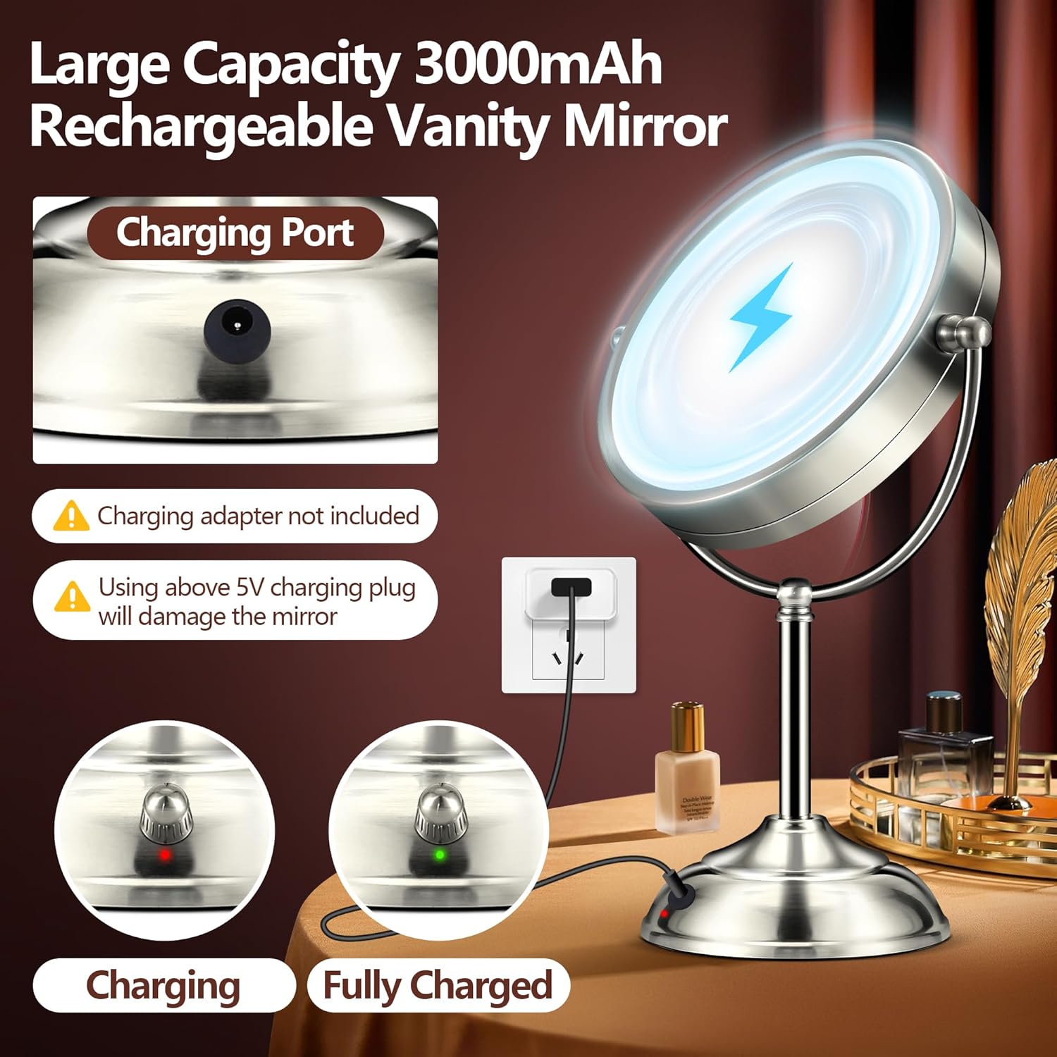 20X Lighted Makeup Mirror Rechargeable 86 Mirror