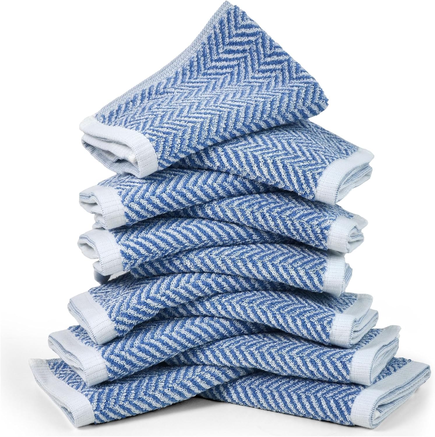 12-Piece Cleanbear Face and Body Washcloths with Herringbone Design