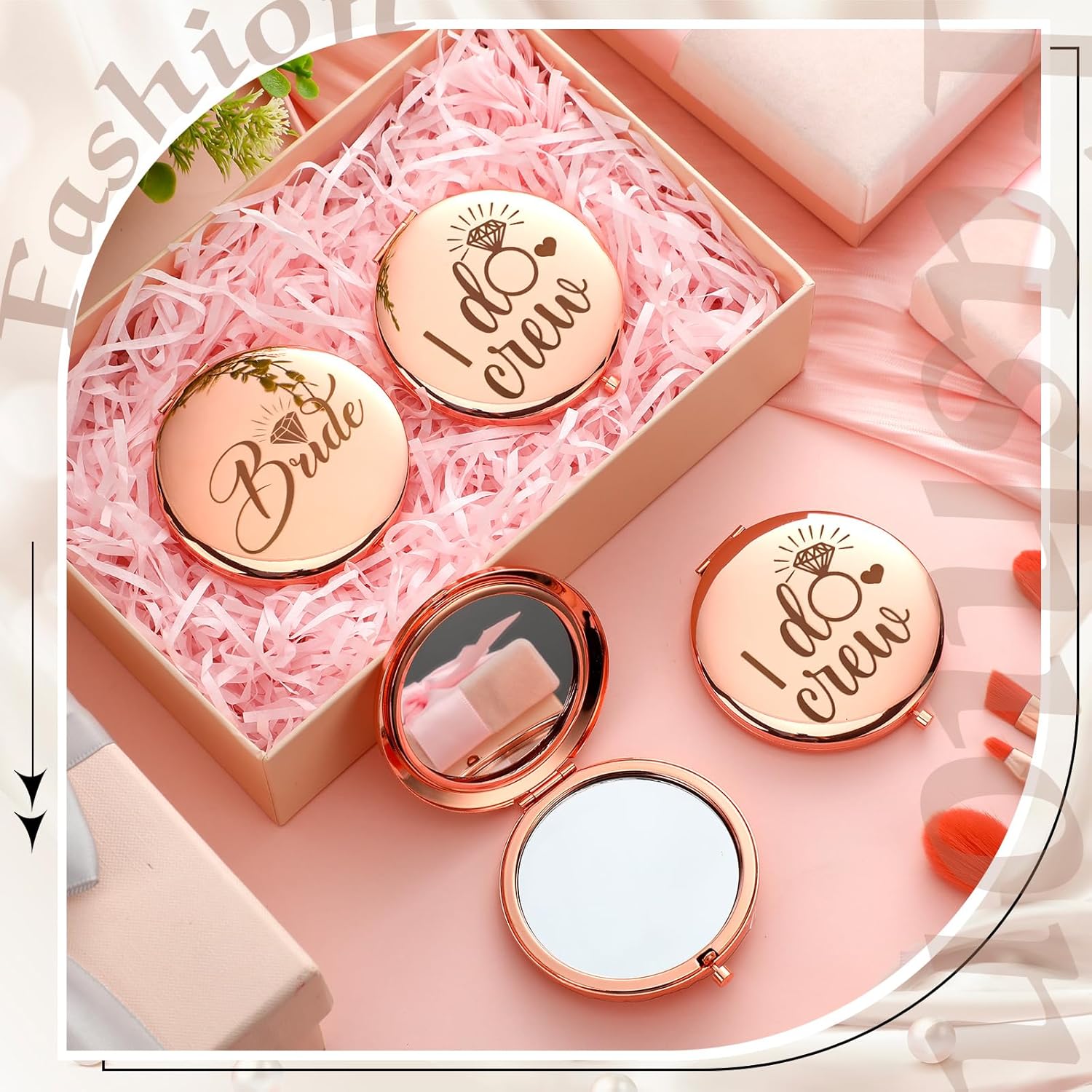 Elegant Compact Rose Gold Bridal Gift Set