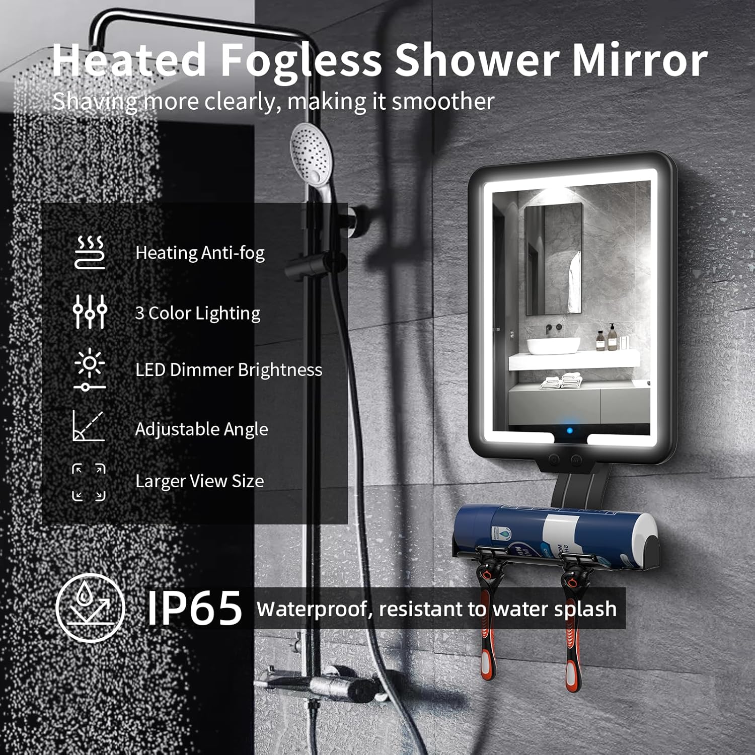 Rechargeable Heated Shower Mirror