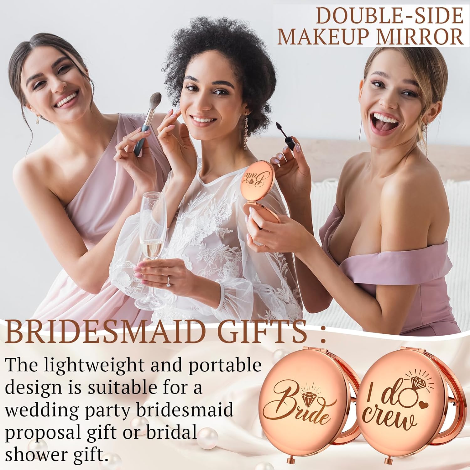 Elegant Compact Rose Gold Bridal Gift Set