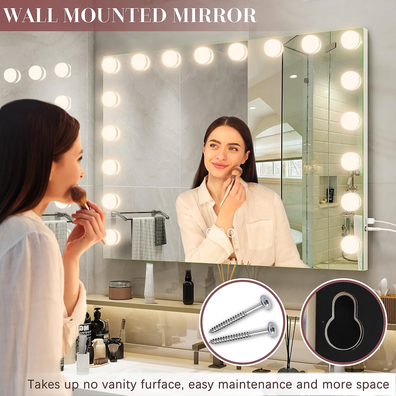 Extra-Large Hollywood Vanity Mirror with LED Lights and USB Charging