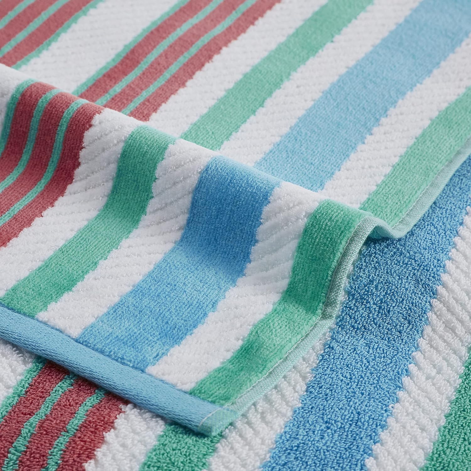 Set of 2 100 Cotton ripped stripes soft absorbent beach towel