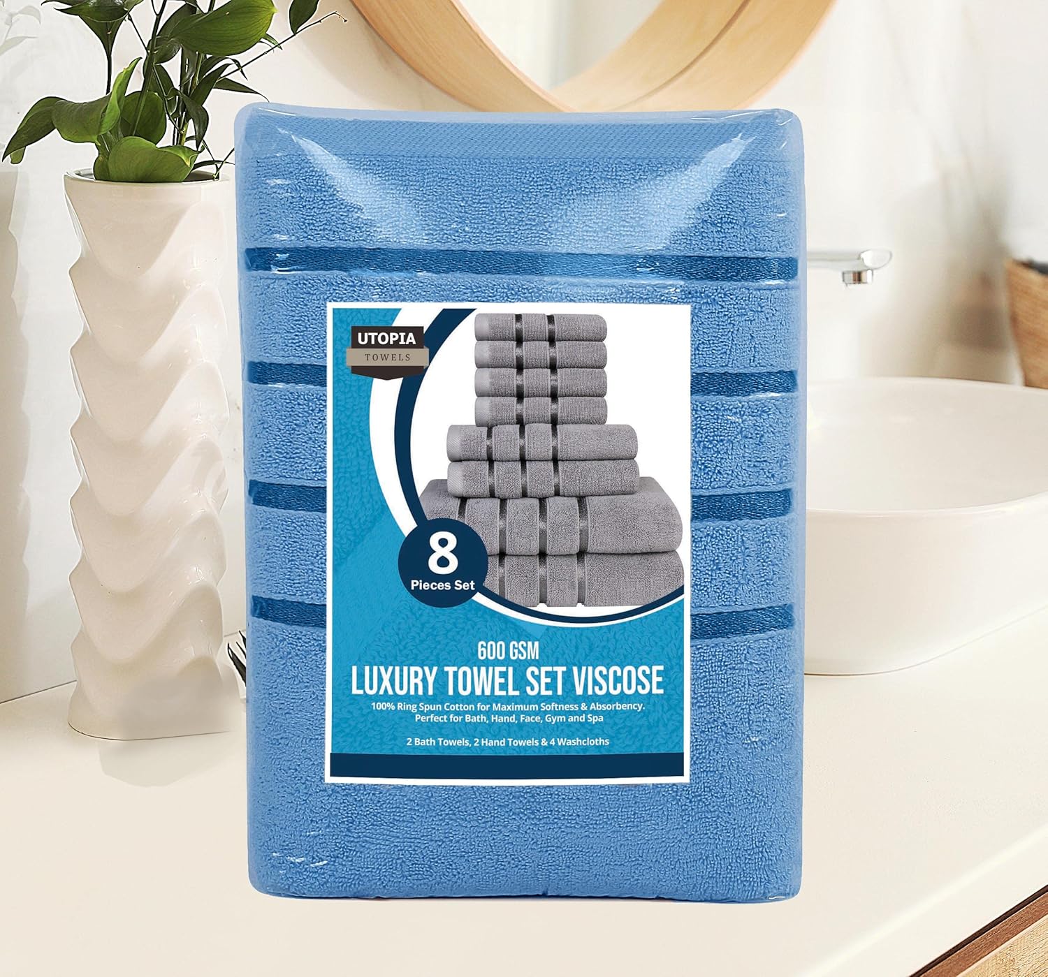 8-Piece Luxury Towel Set for Bathroom Kitchen Use