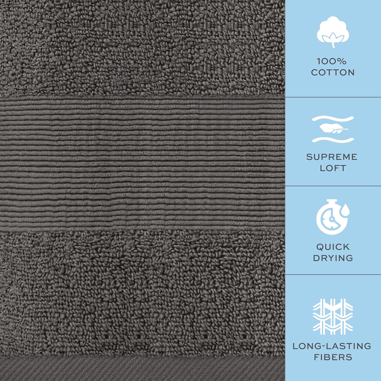 White Classic Resort Bath Sheet Towels 2 Pack - Charcoal