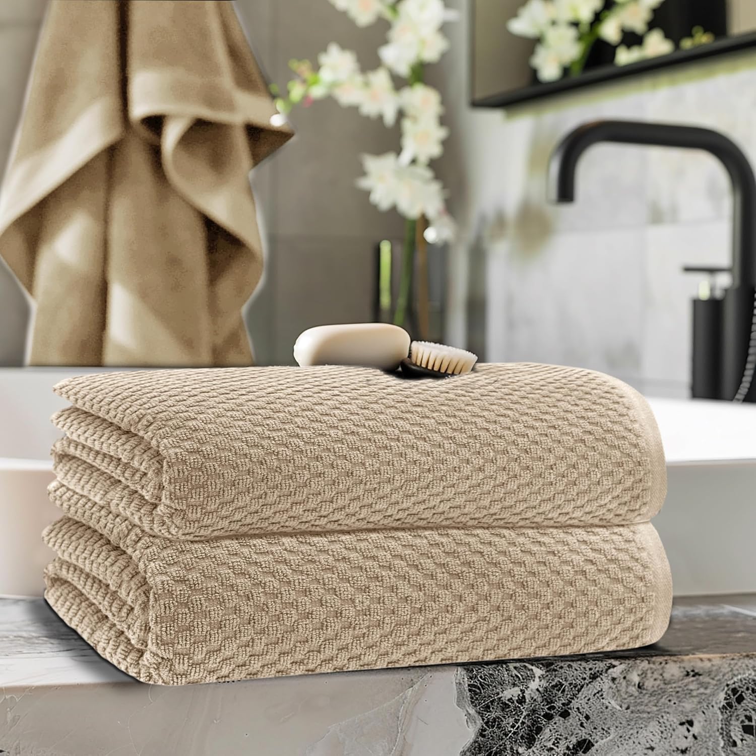 COTTON CRAFT Waffle Bath Sheets Set of 2
