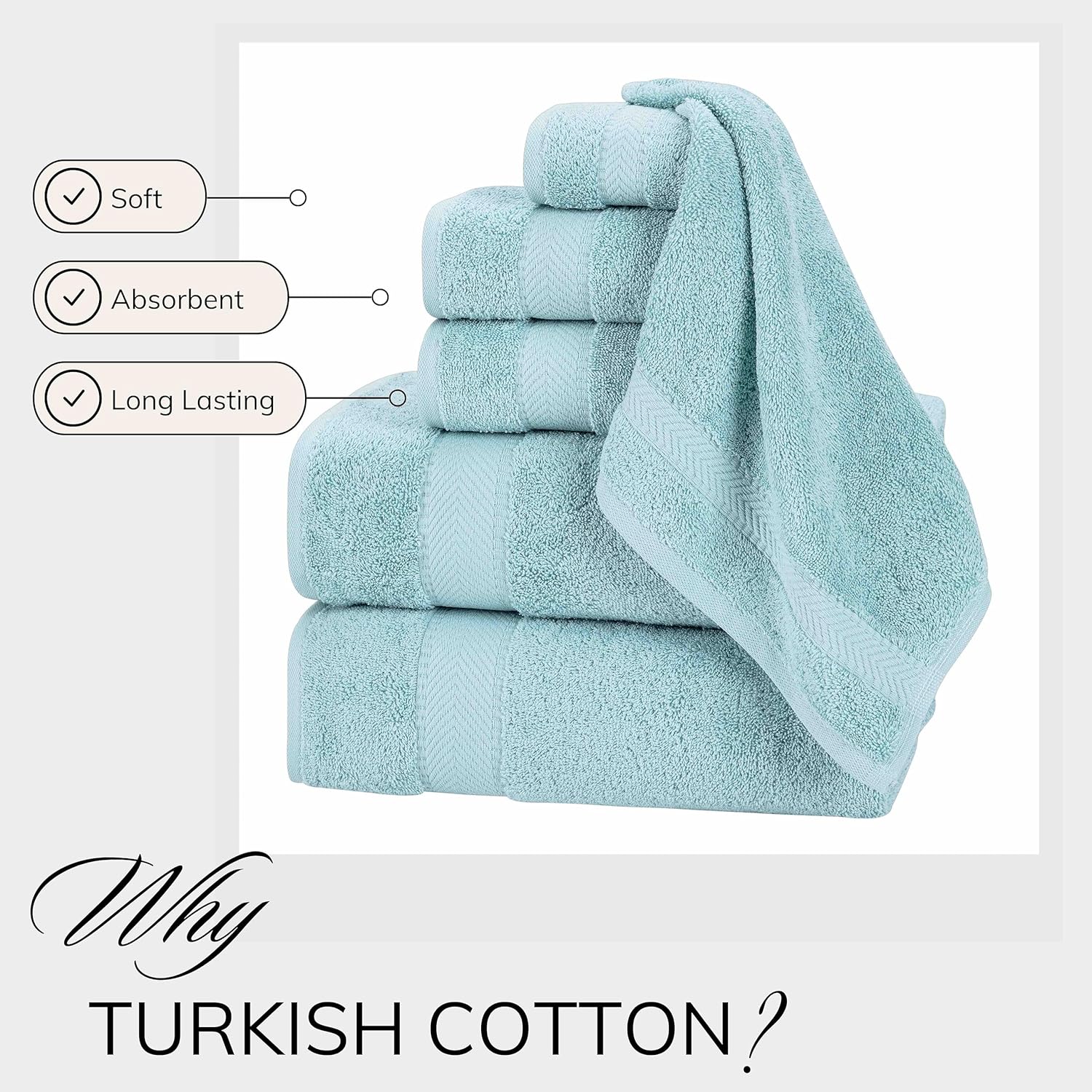 Luxury Turkish Cotton Bath Towels Set - Soft Absorbent and Durable
