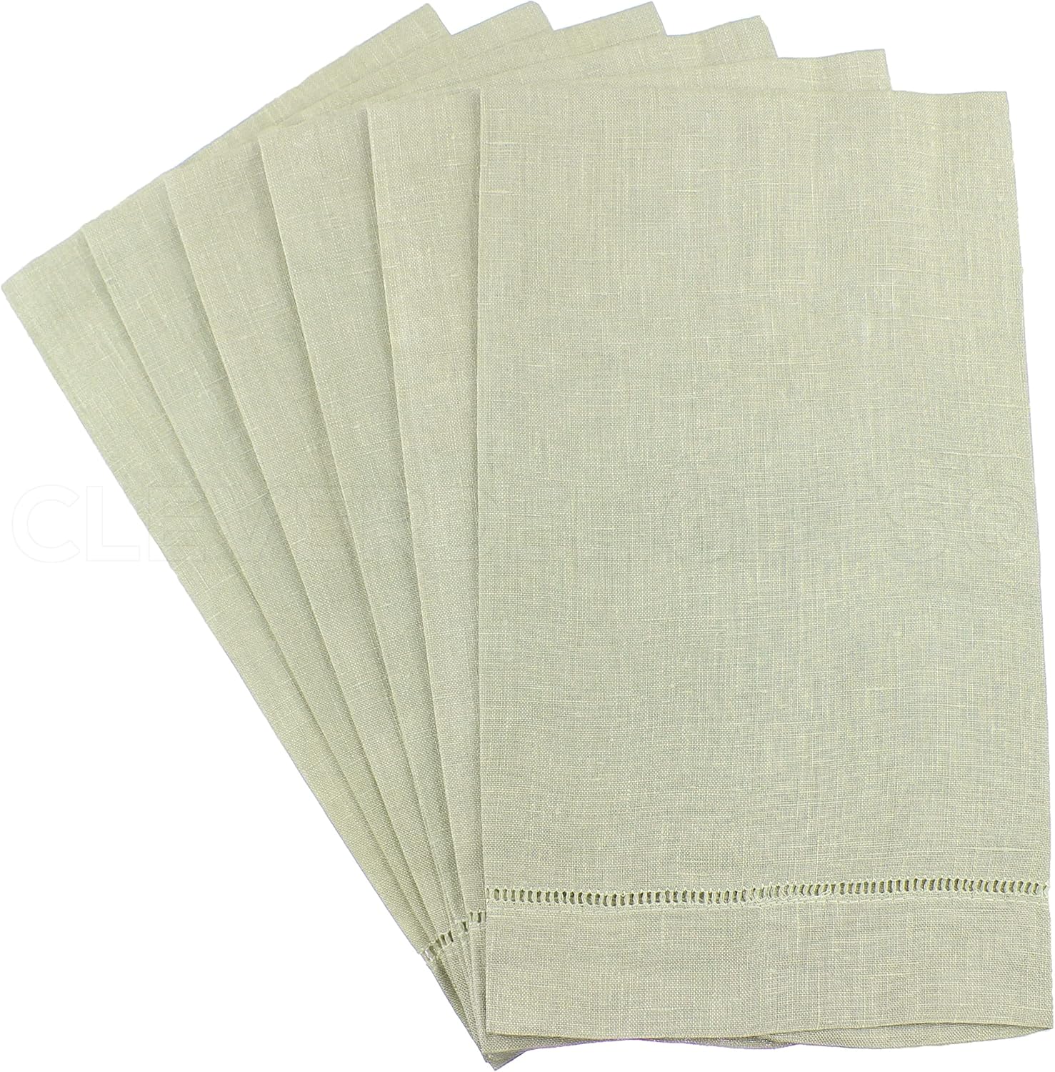 CleverDelights Light Stone Hemstitch Hand Towels x6 - 14x22