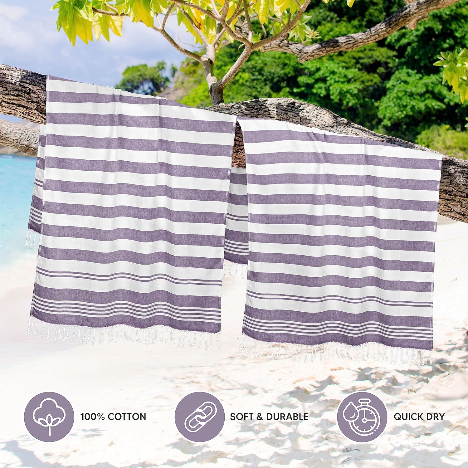 Utopia 4-Pack Cotton Beach Towels - Quick Dry Portable for Travel
