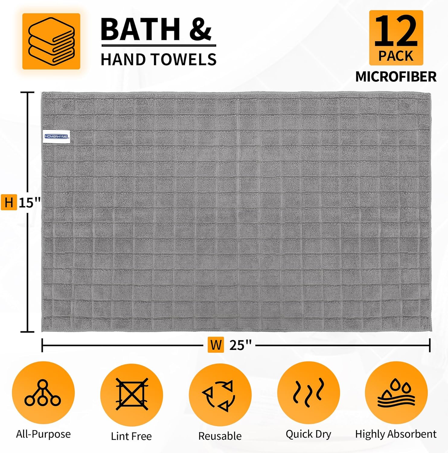 High-Quality 12-Pack Hand Towels with Soft Microfiber for Quick Dryness