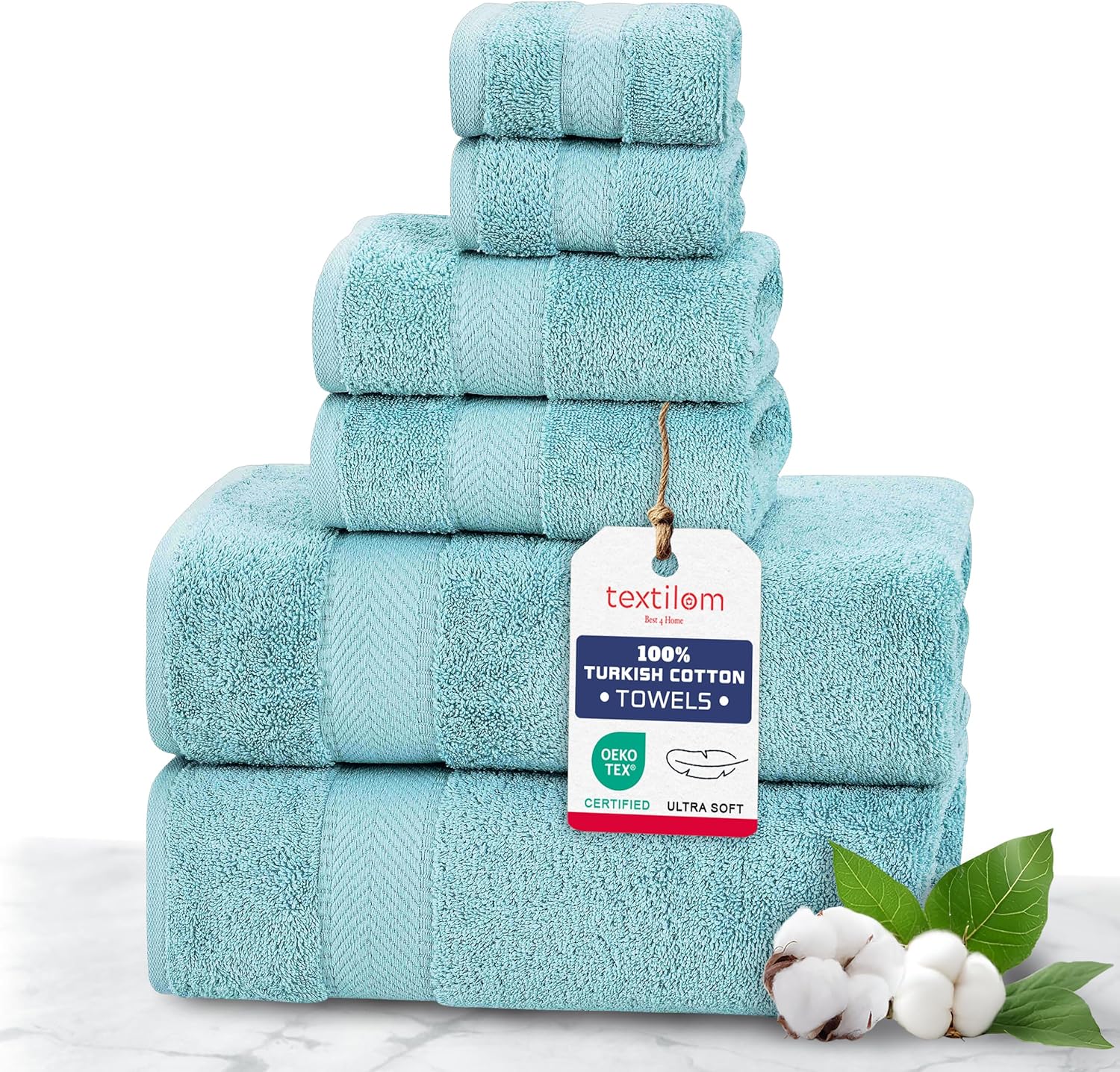Luxury Turkish Cotton Bath Towels Set - Soft Absorbent and Durable