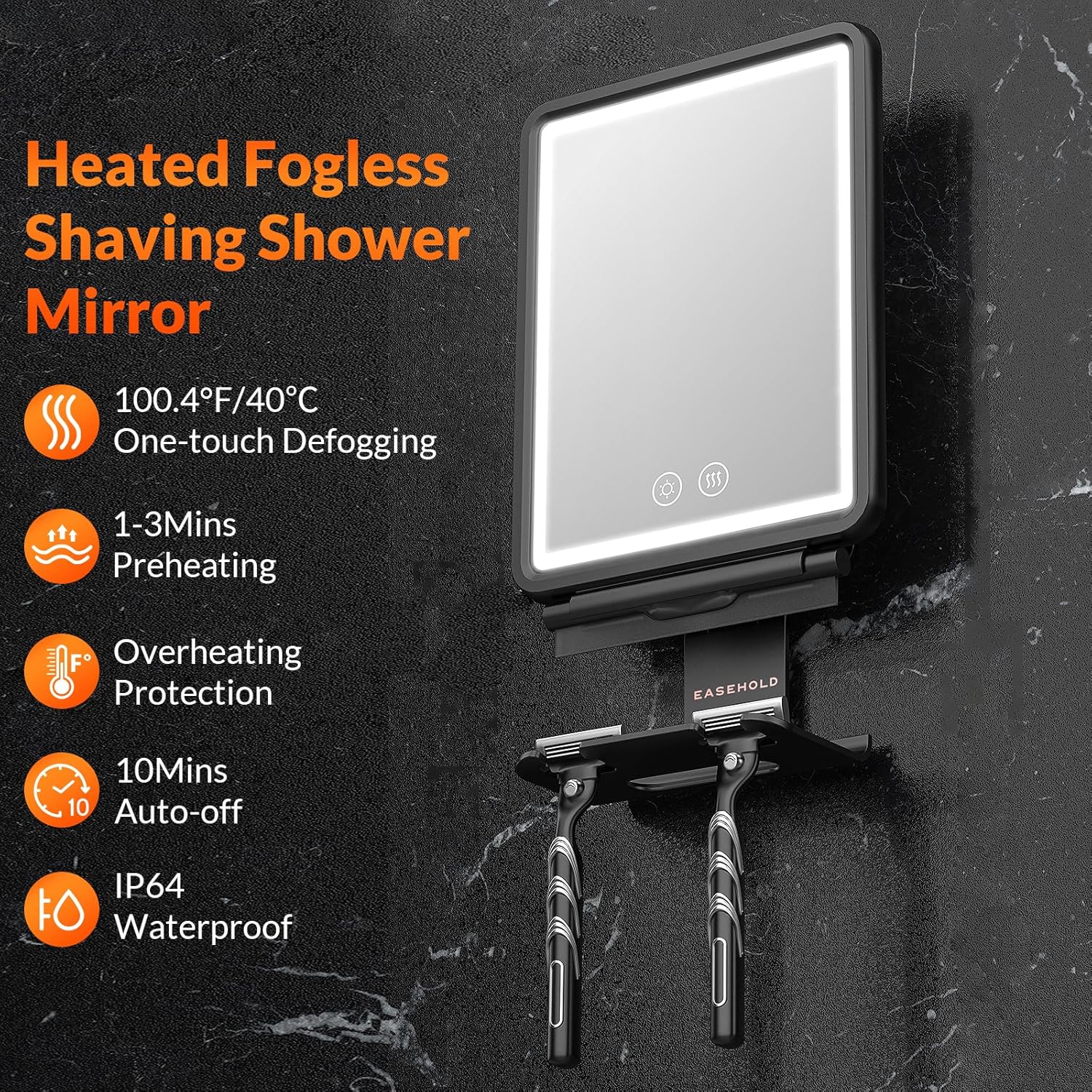 Heated Shaved Mirror for Shower - Anti-Fog