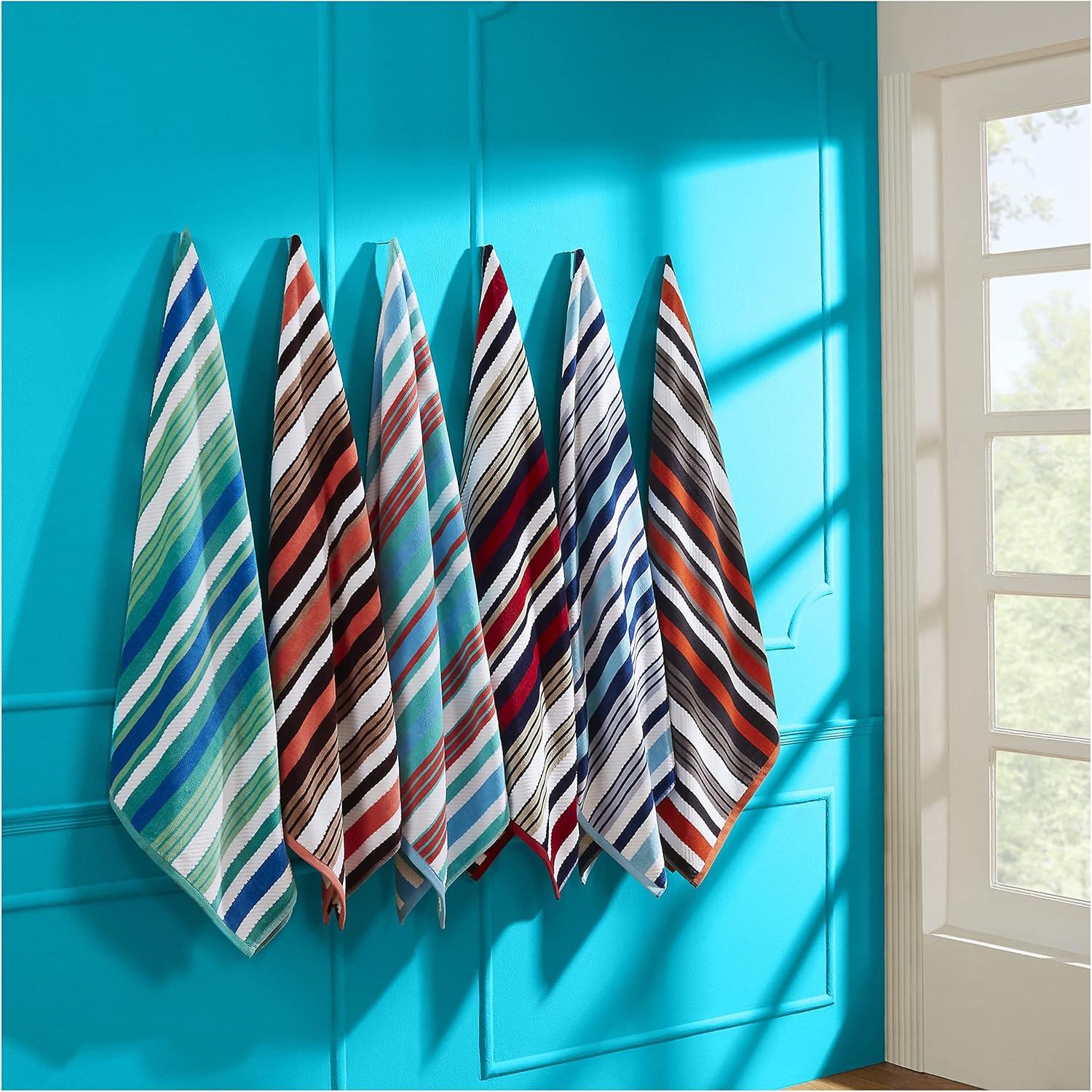 Set of 2 100 Cotton ripped stripes soft absorbent beach towel