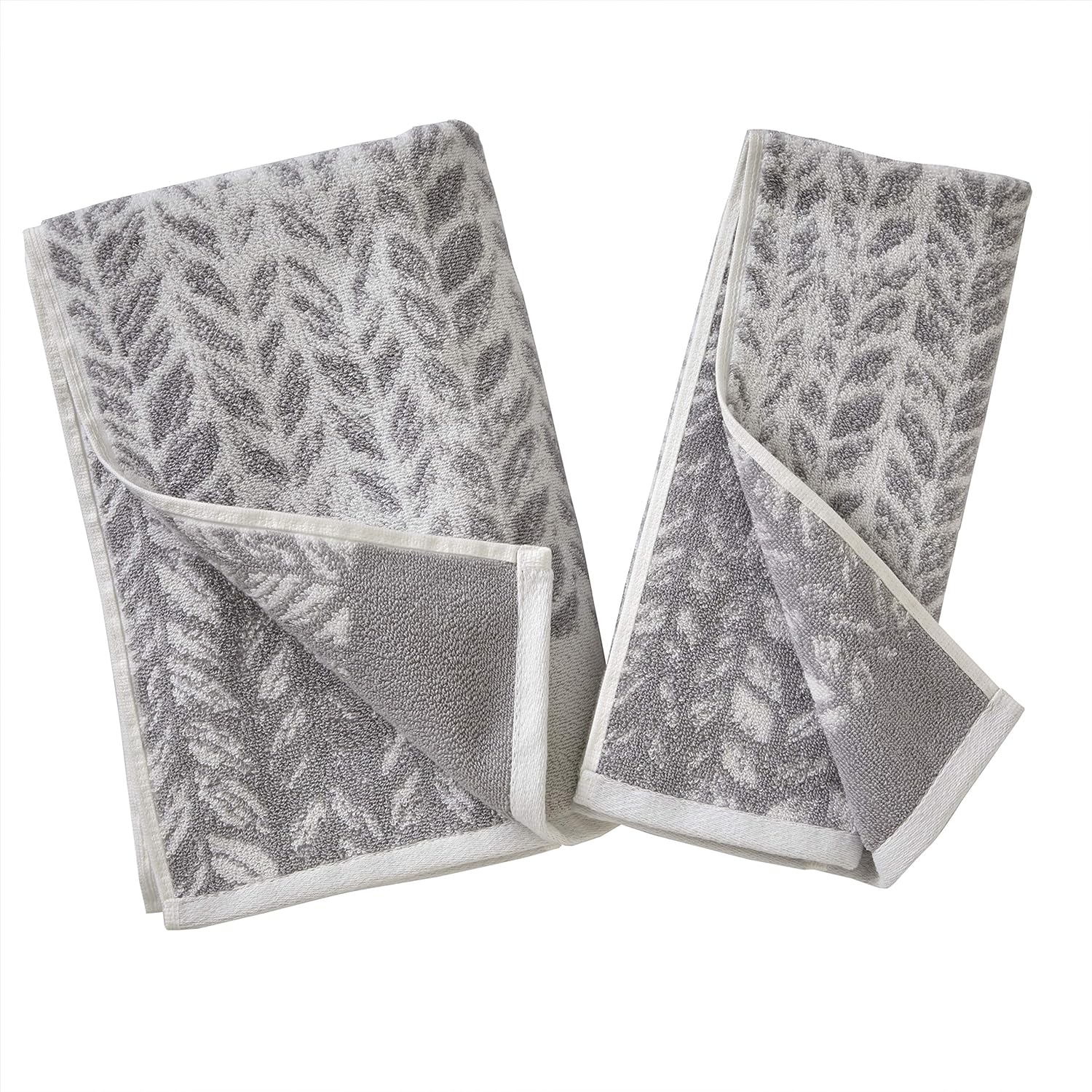 SKL Home Distressed Leaves Hand Towel Gray 16 x 26 2 Count