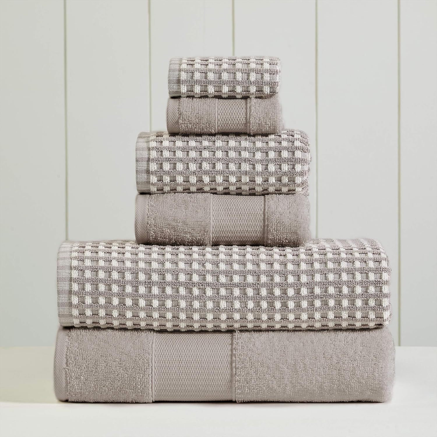 Amrapur Overseas 6-Piece Flax Dyed Cobblestone Jacquard Towel Set