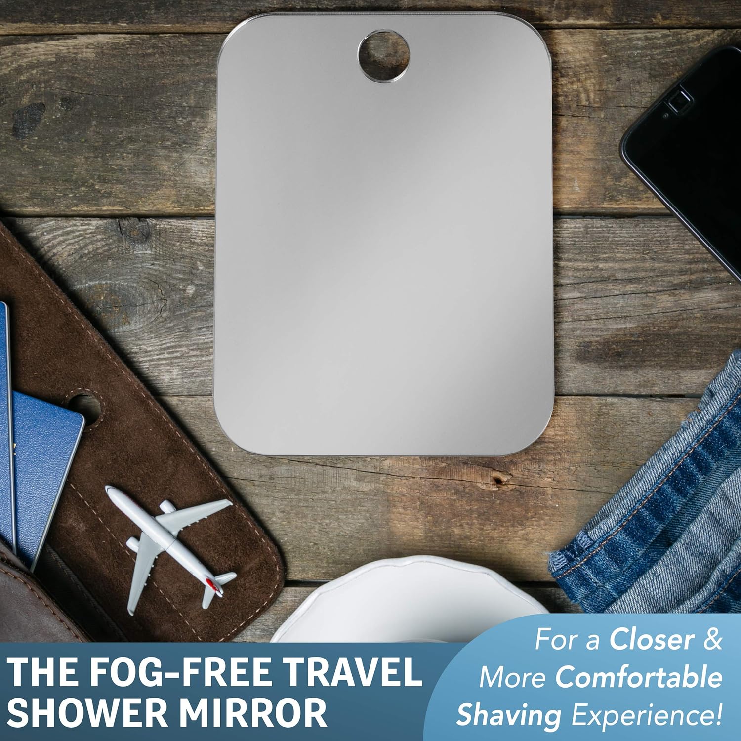 Fog-Free Shaving Mirror for Travel