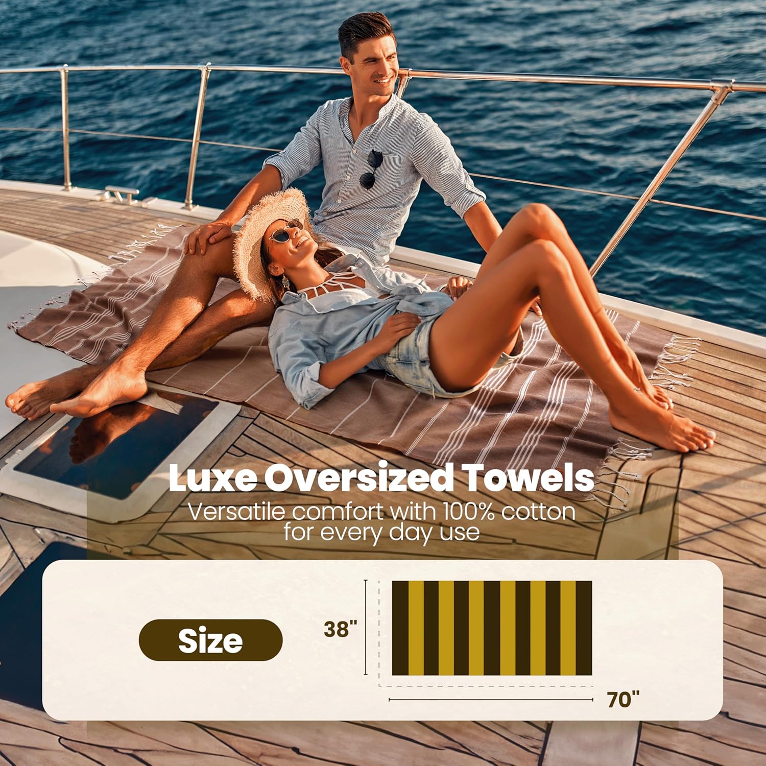 Luxury Turkish Beach Towels Set - 100 Cotton Quick Dry and Soft
