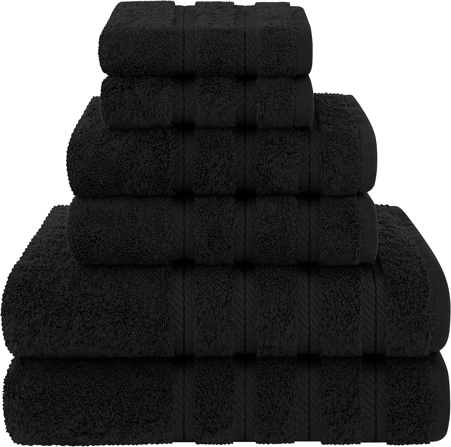 American Soft Linen Luxury 6 Piece Towel Set Black