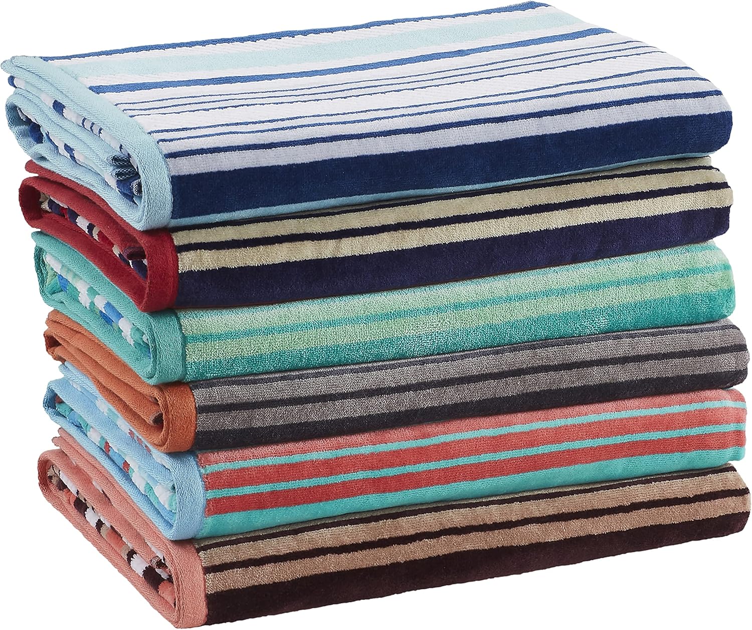 Set of 2 100 Cotton ripped stripes soft absorbent beach towel