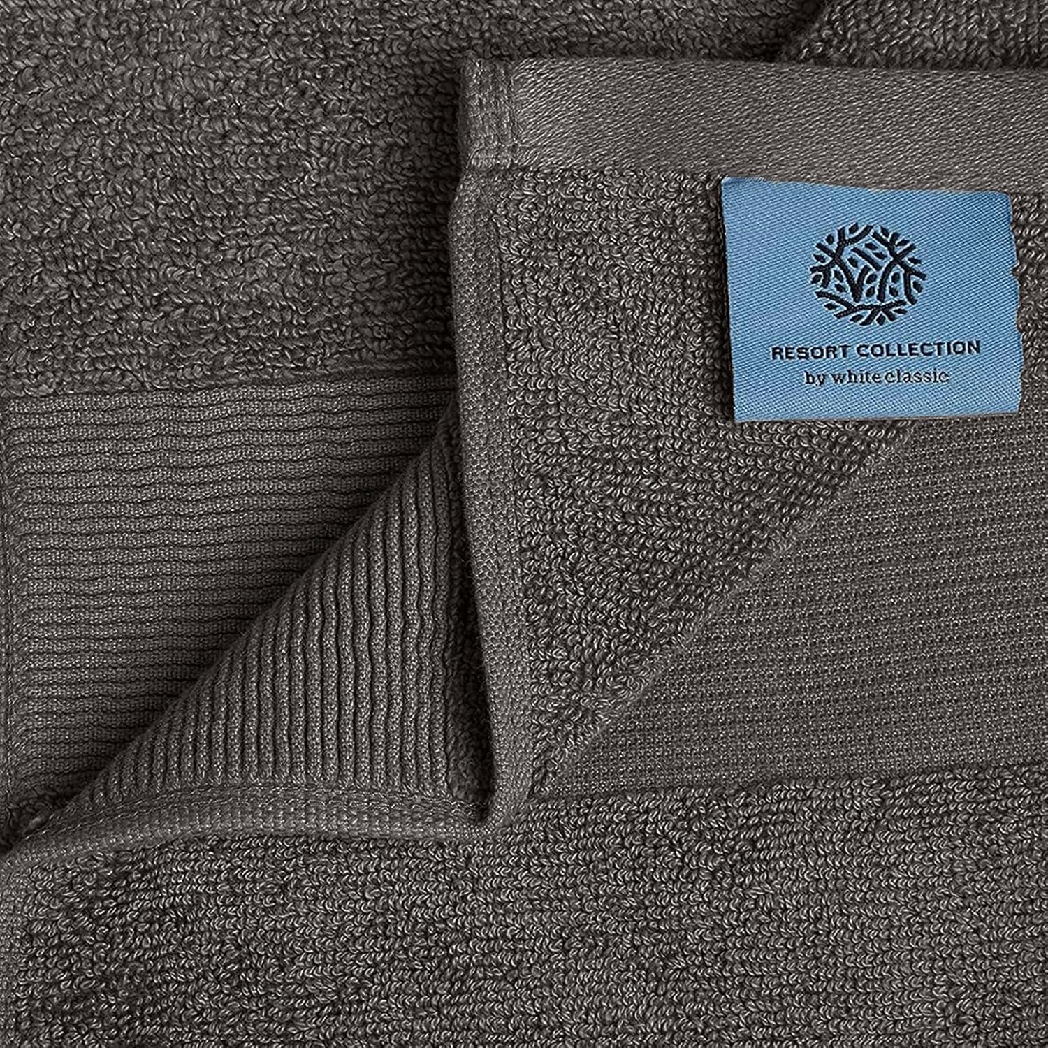 White Classic Resort Bath Sheet Towels 2 Pack - Charcoal