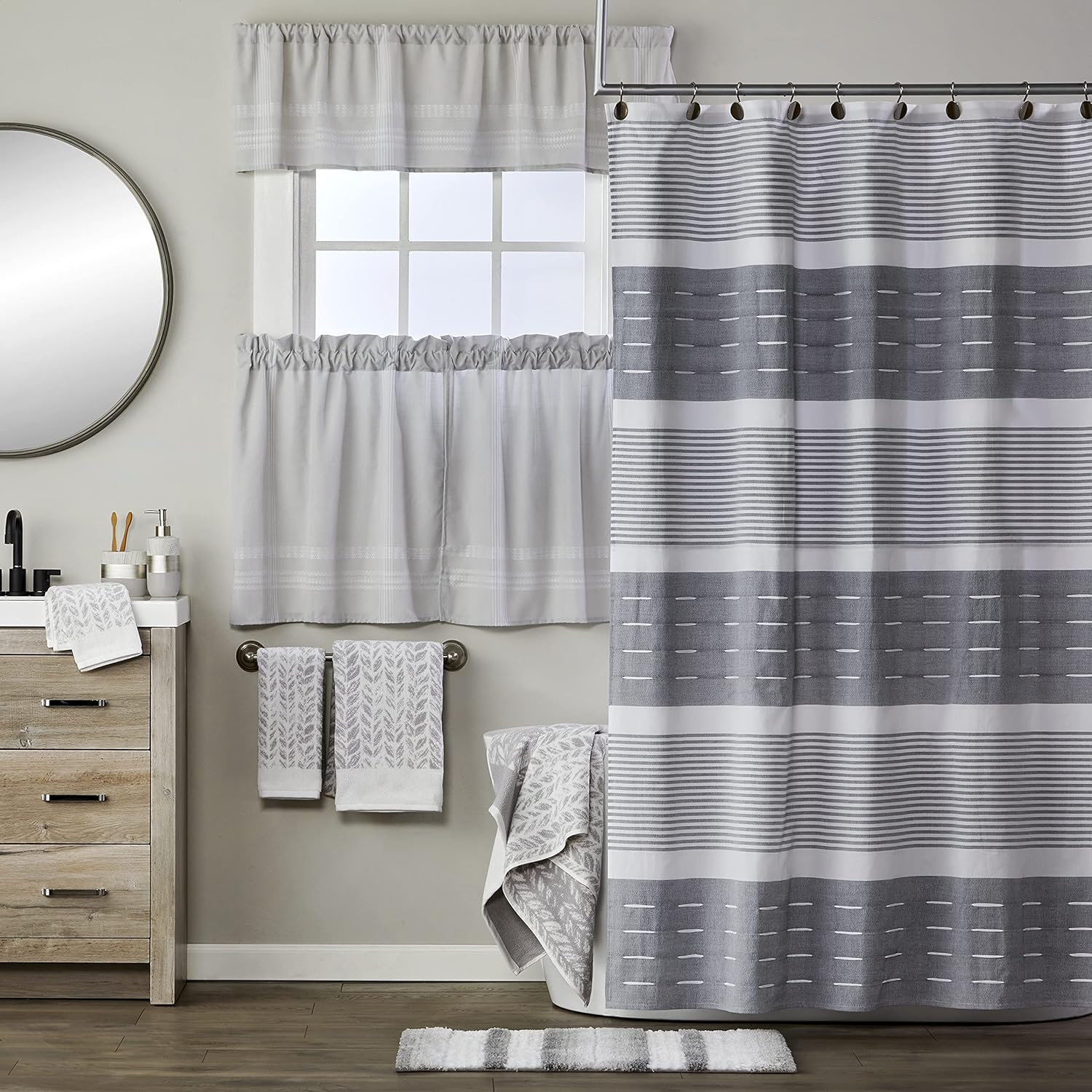 SKL Home Distressed Leaves Hand Towel Gray 16 x 26 2 Count