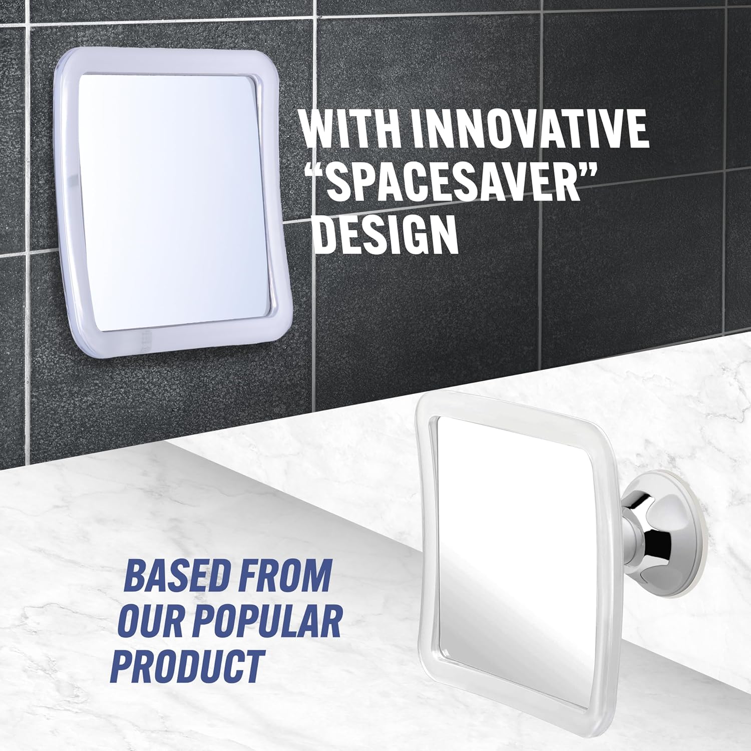 Compact Travel Shower Mirror with Anti-Fog Suction
