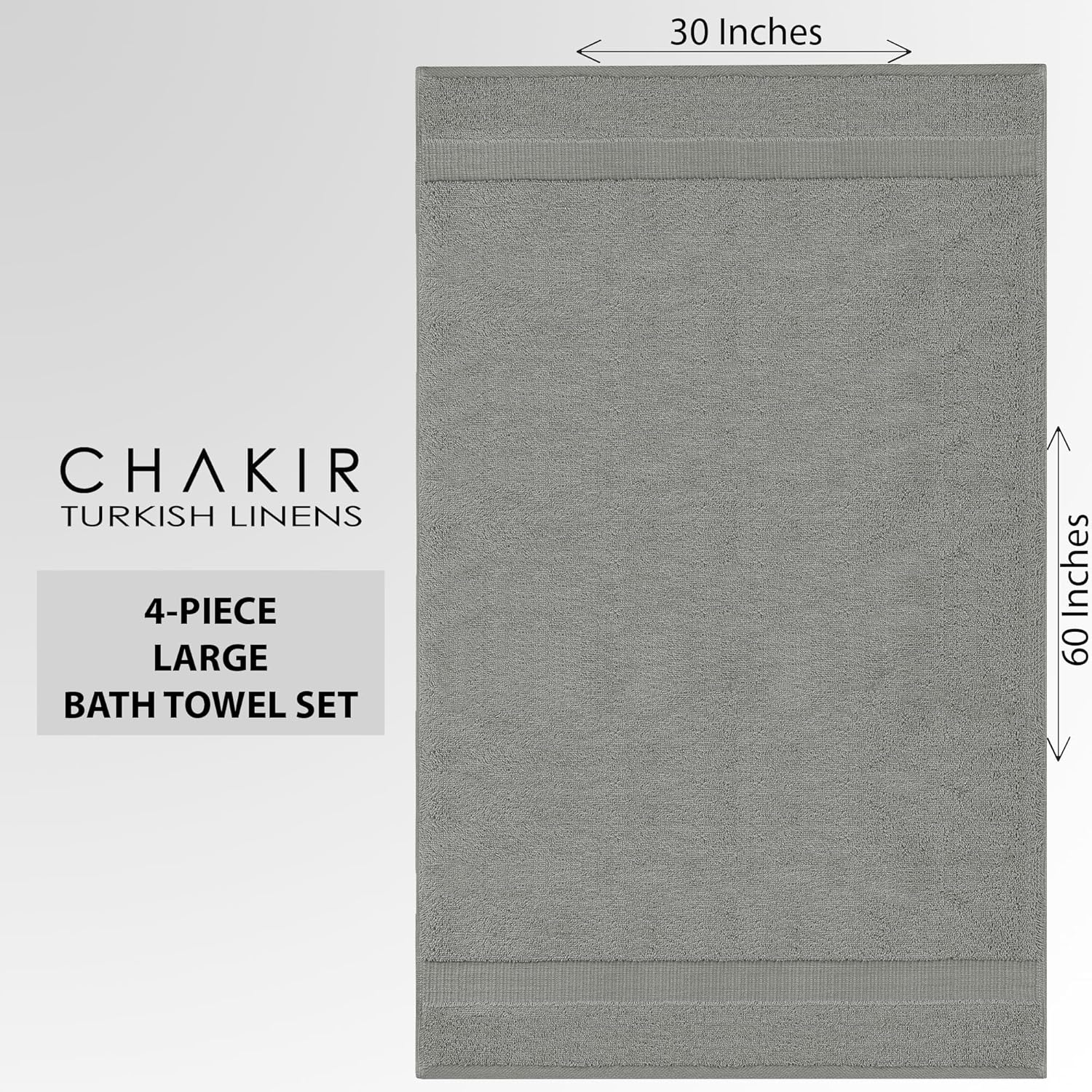 Chakir Turkish Linens Premium 100 Cotton Bath Towels Set of 4