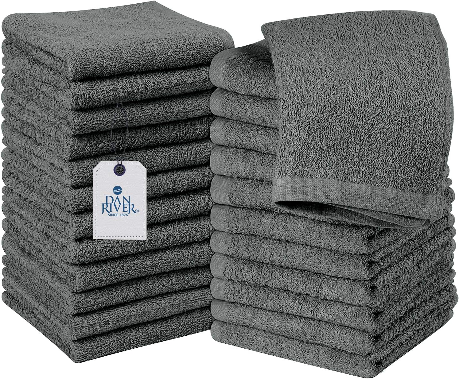 Premium 100 Cotton 24-Pack Washcloths Soft Plush Quick Dry Multi-Use